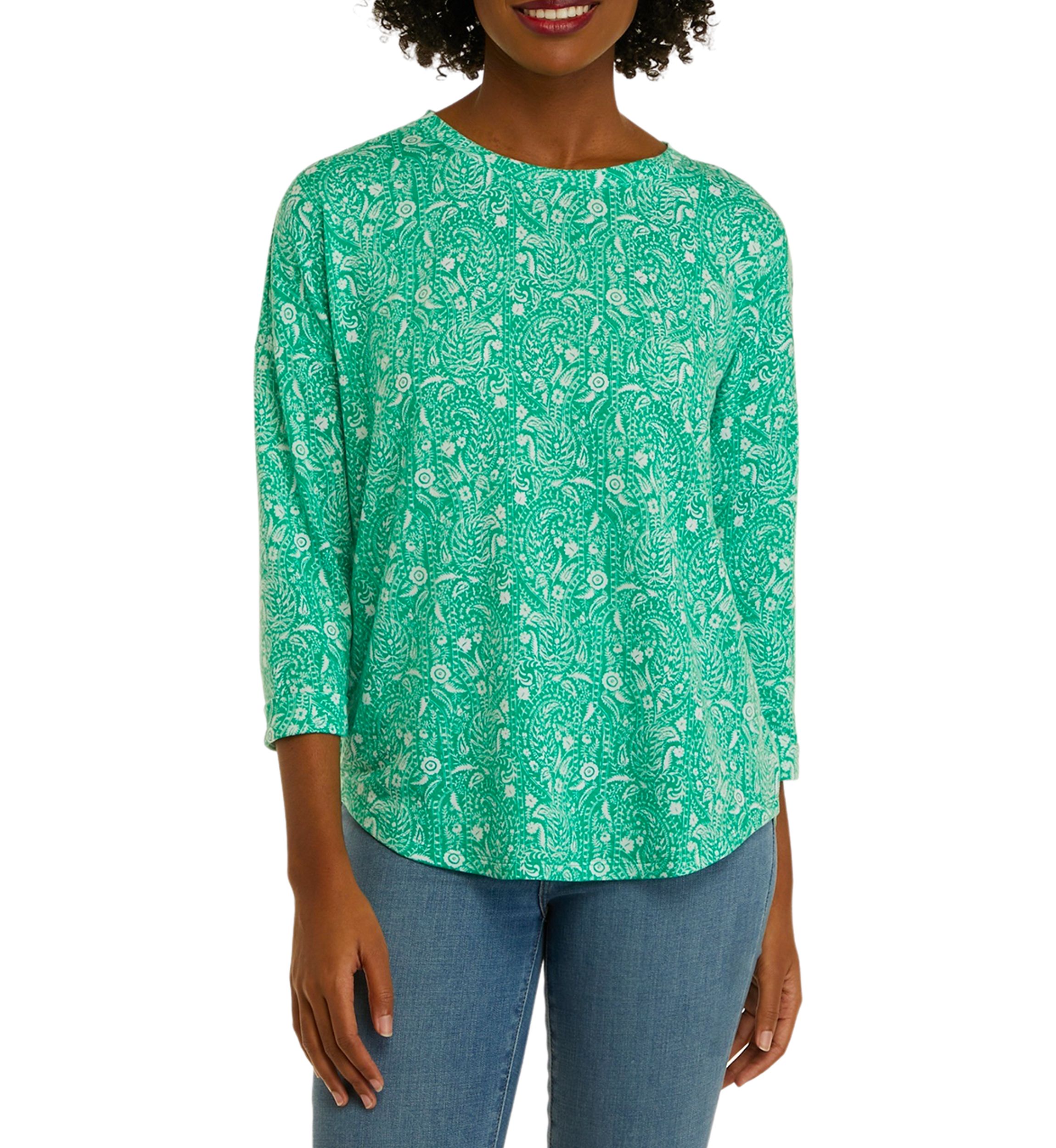 Womens 3/4 Sleeve Round Hem T-Shirt