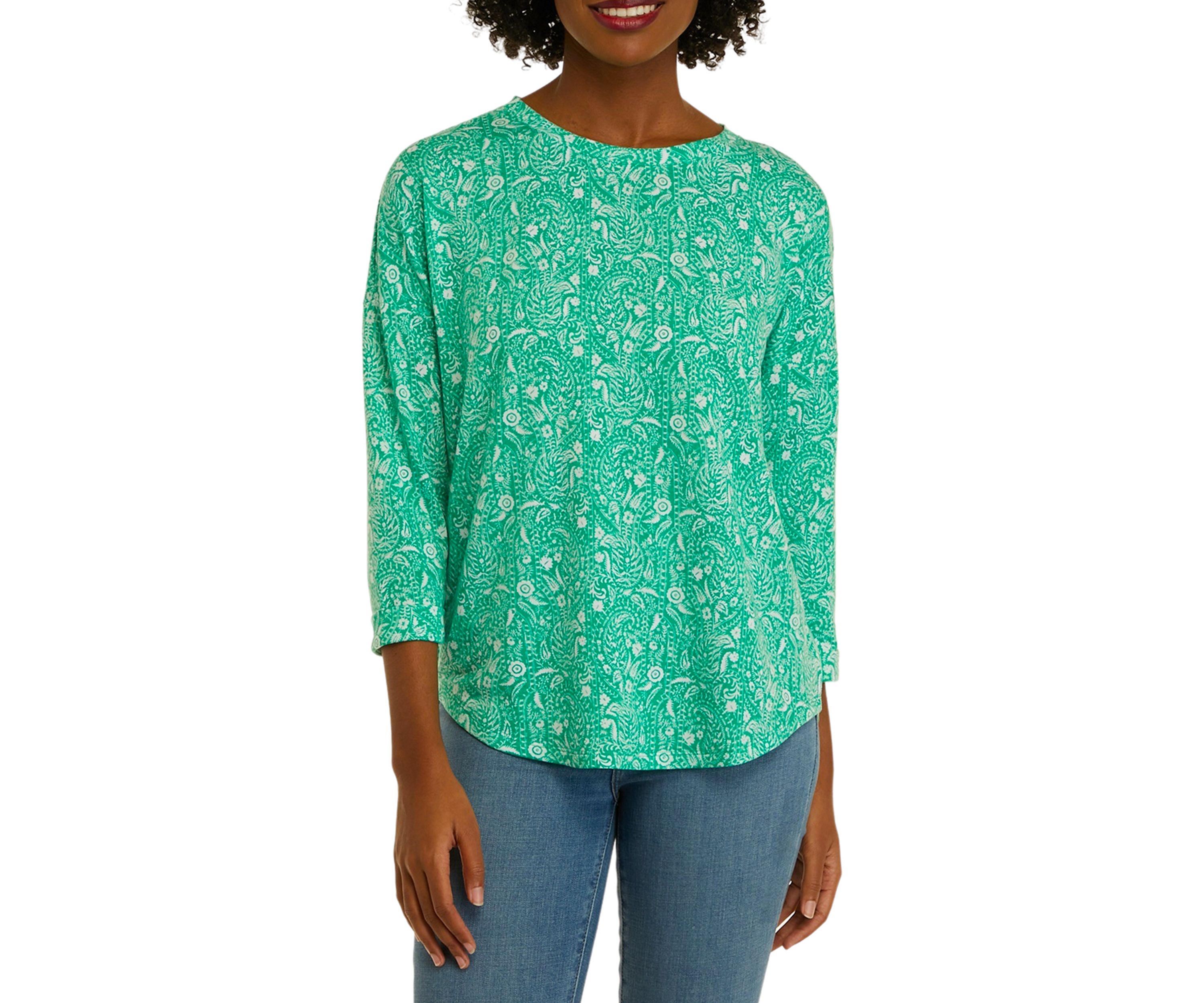 Womens 3/4 Sleeve Round Hem T-Shirt