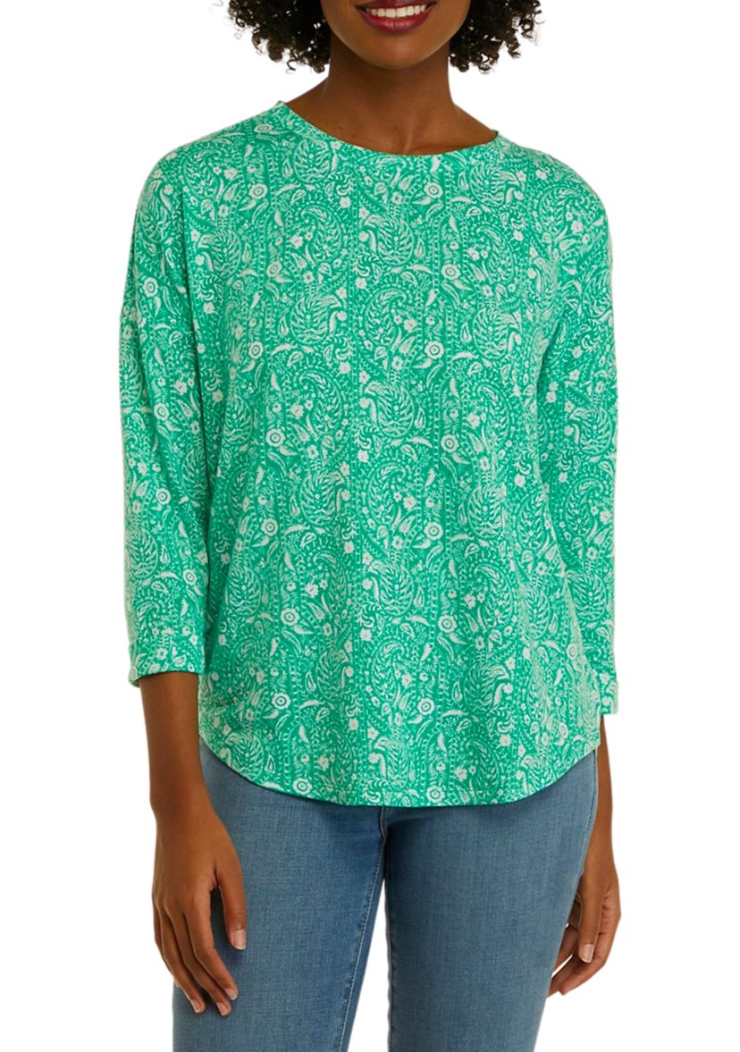Womens 3/4 Sleeve Round Hem T-Shirt