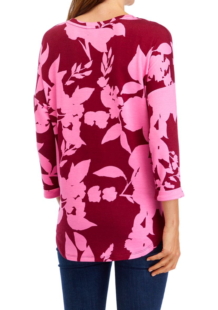 Womens 3/4 Sleeve Round Hem T-Shirt