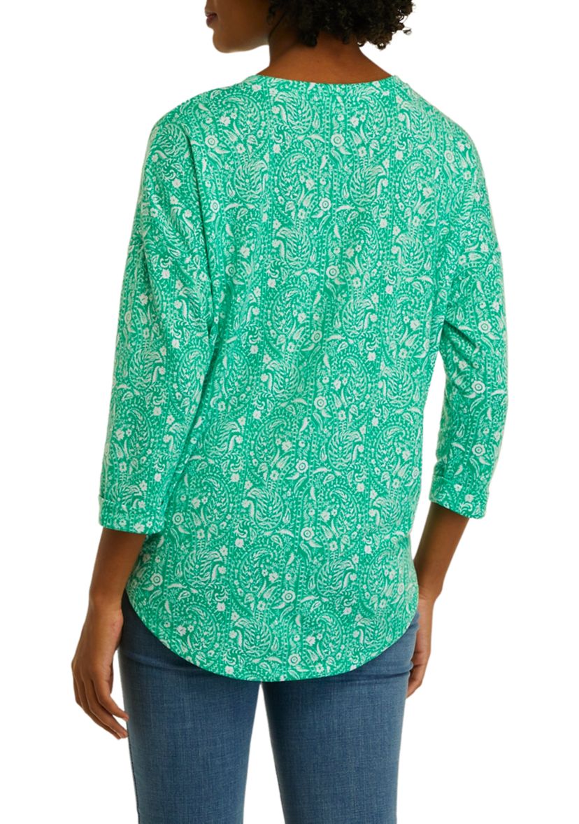Womens 3/4 Sleeve Round Hem T-Shirt