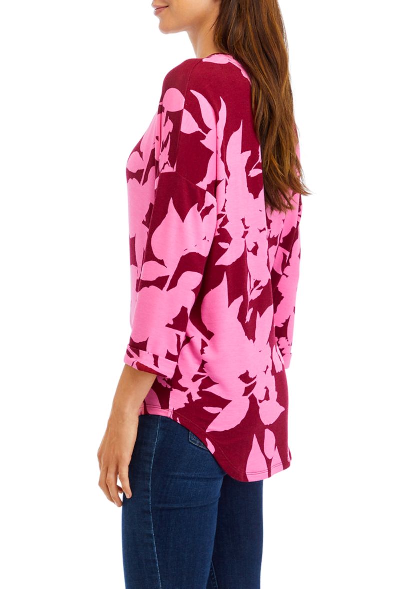 Womens 3/4 Sleeve Round Hem T-Shirt