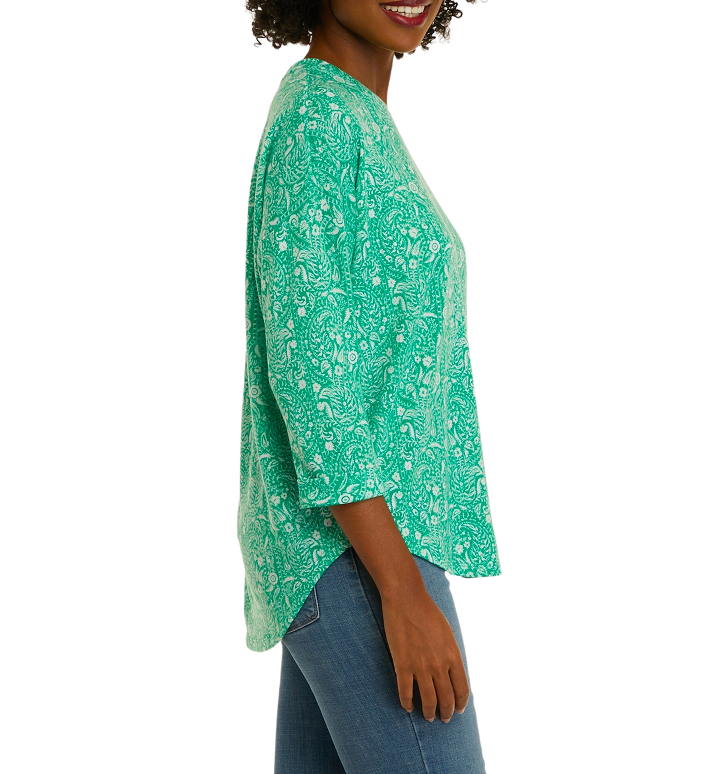 Womens 3/4 Sleeve Round Hem T-Shirt