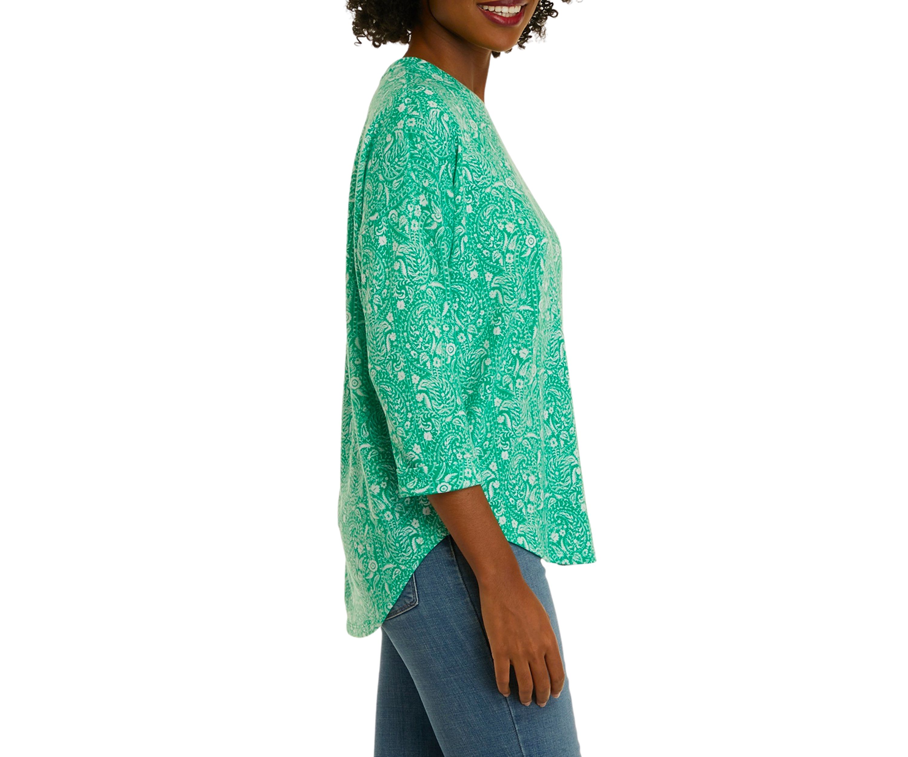 Womens 3/4 Sleeve Round Hem T-Shirt