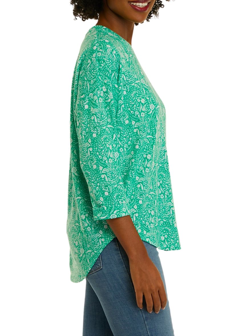 Womens 3/4 Sleeve Round Hem T-Shirt