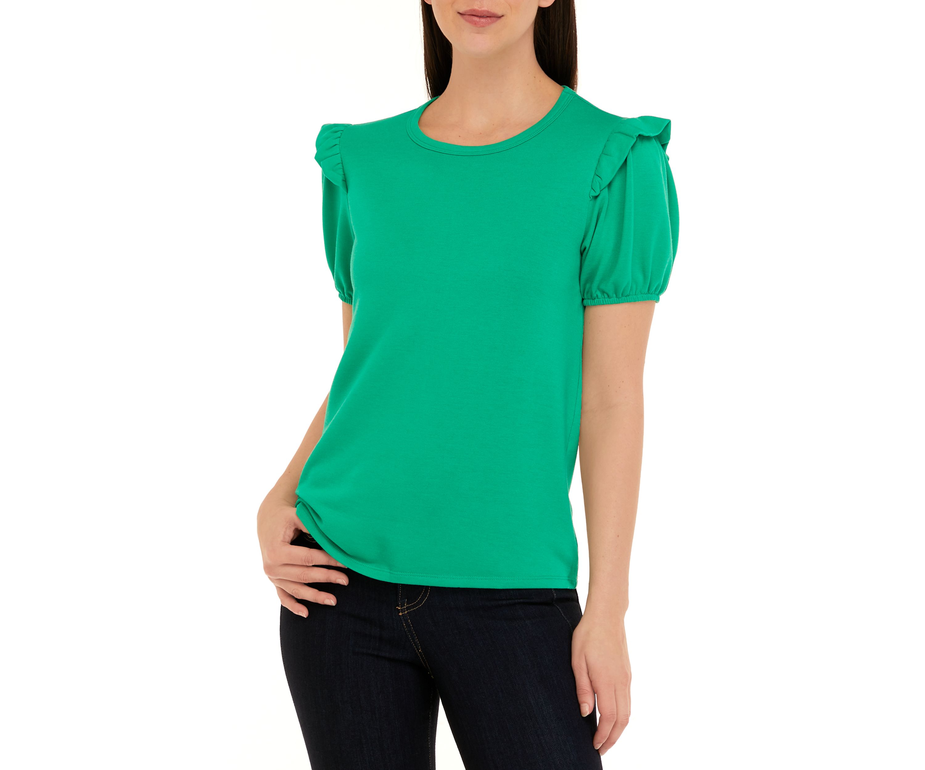Womens Puff Sleeve Solid Top