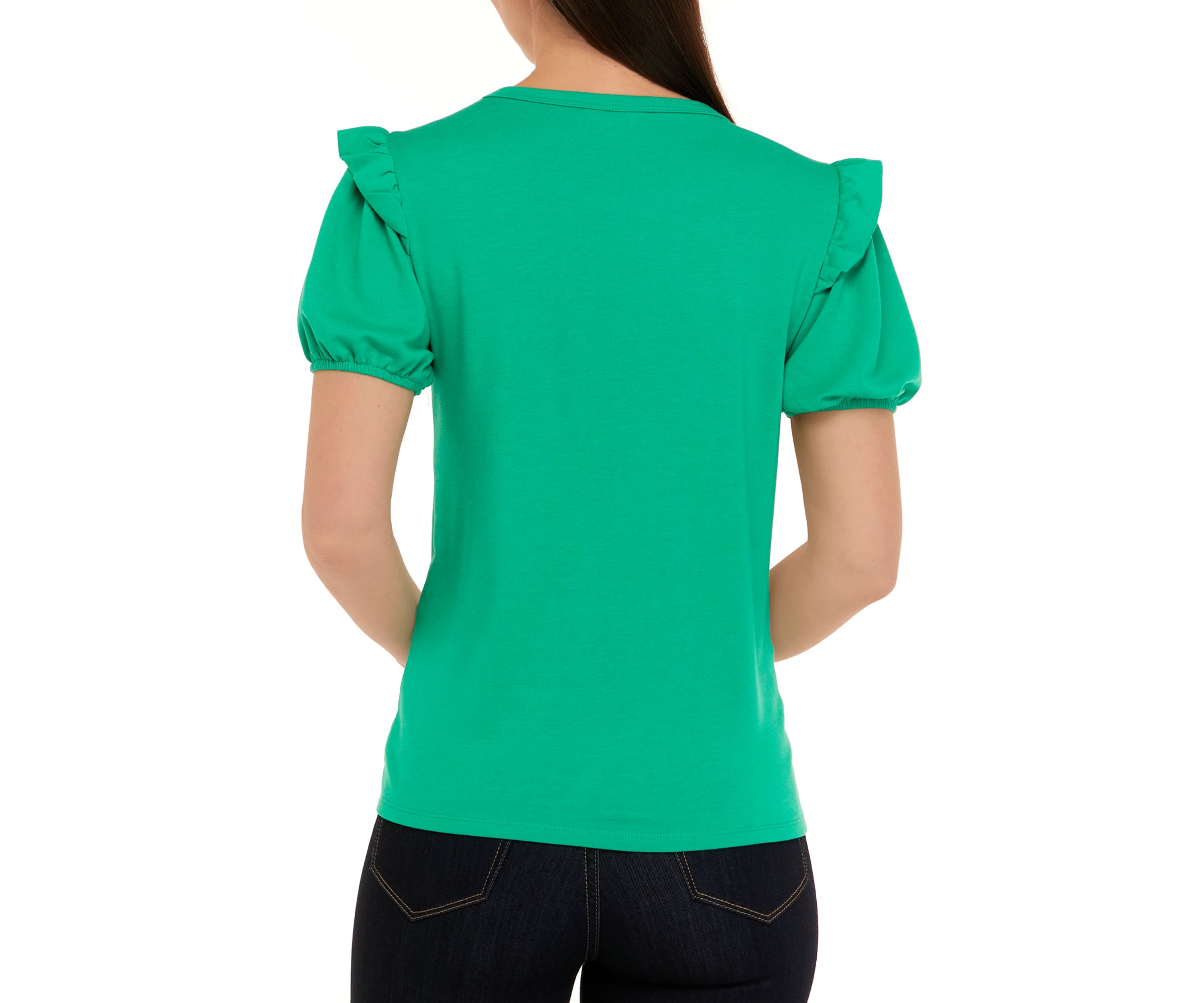 Womens Puff Sleeve Solid Top