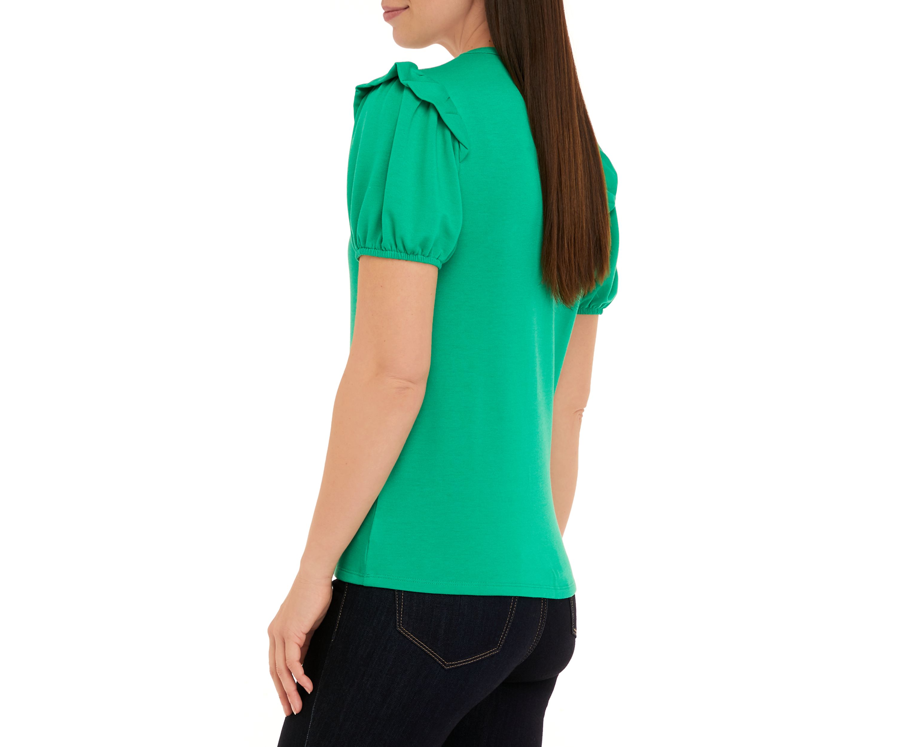 Womens Puff Sleeve Solid Top