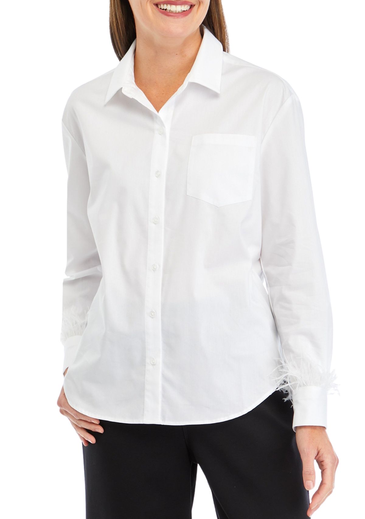 Petite Feather Boyfriend Shirt