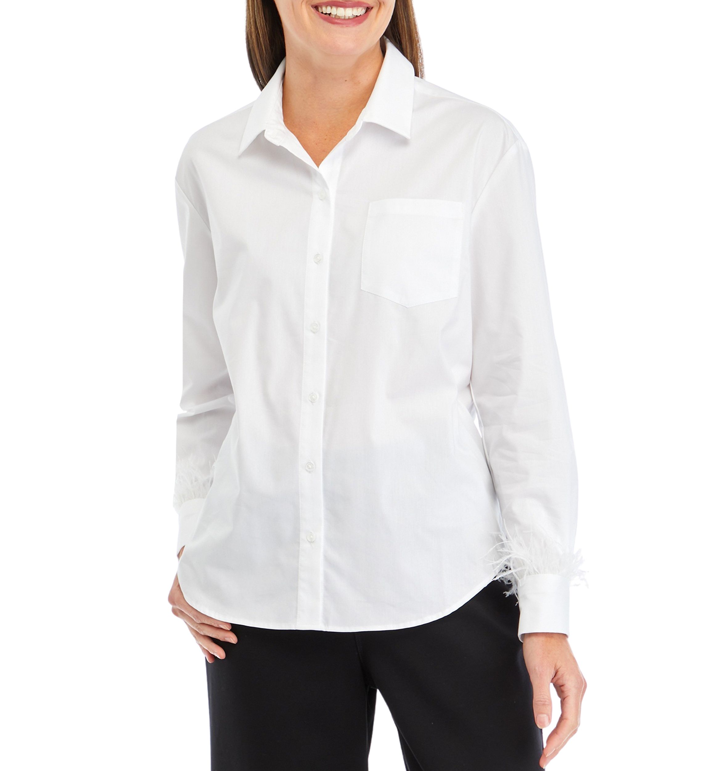 Petite Feather Boyfriend Shirt