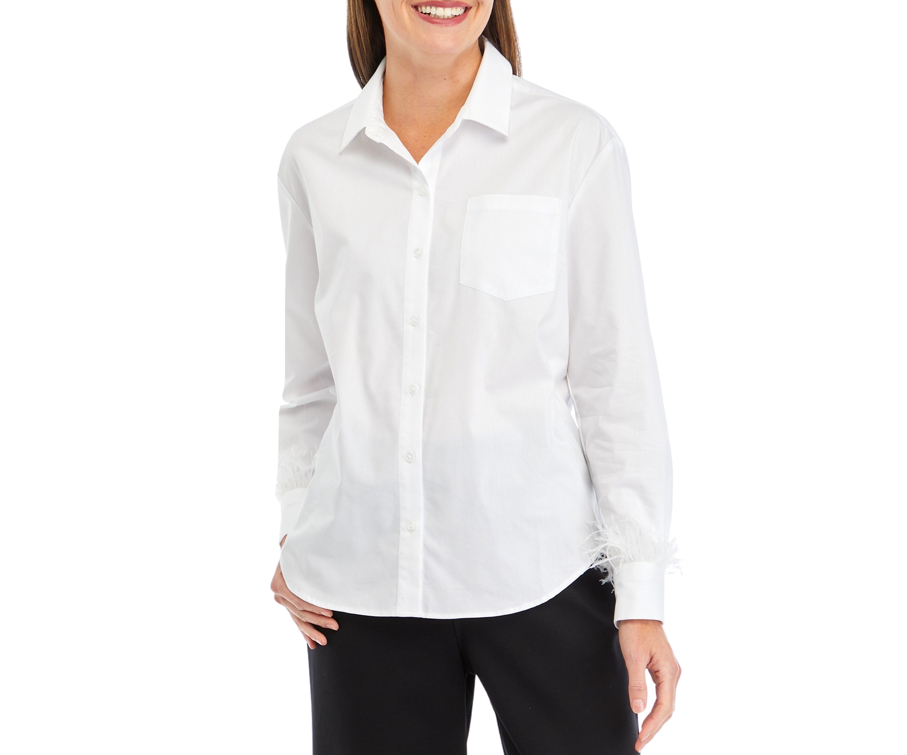 Petite Feather Boyfriend Shirt