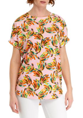 Crown & Ivy Women's Short Sleeve Printed Baby Terry T-Shirt, XXL
