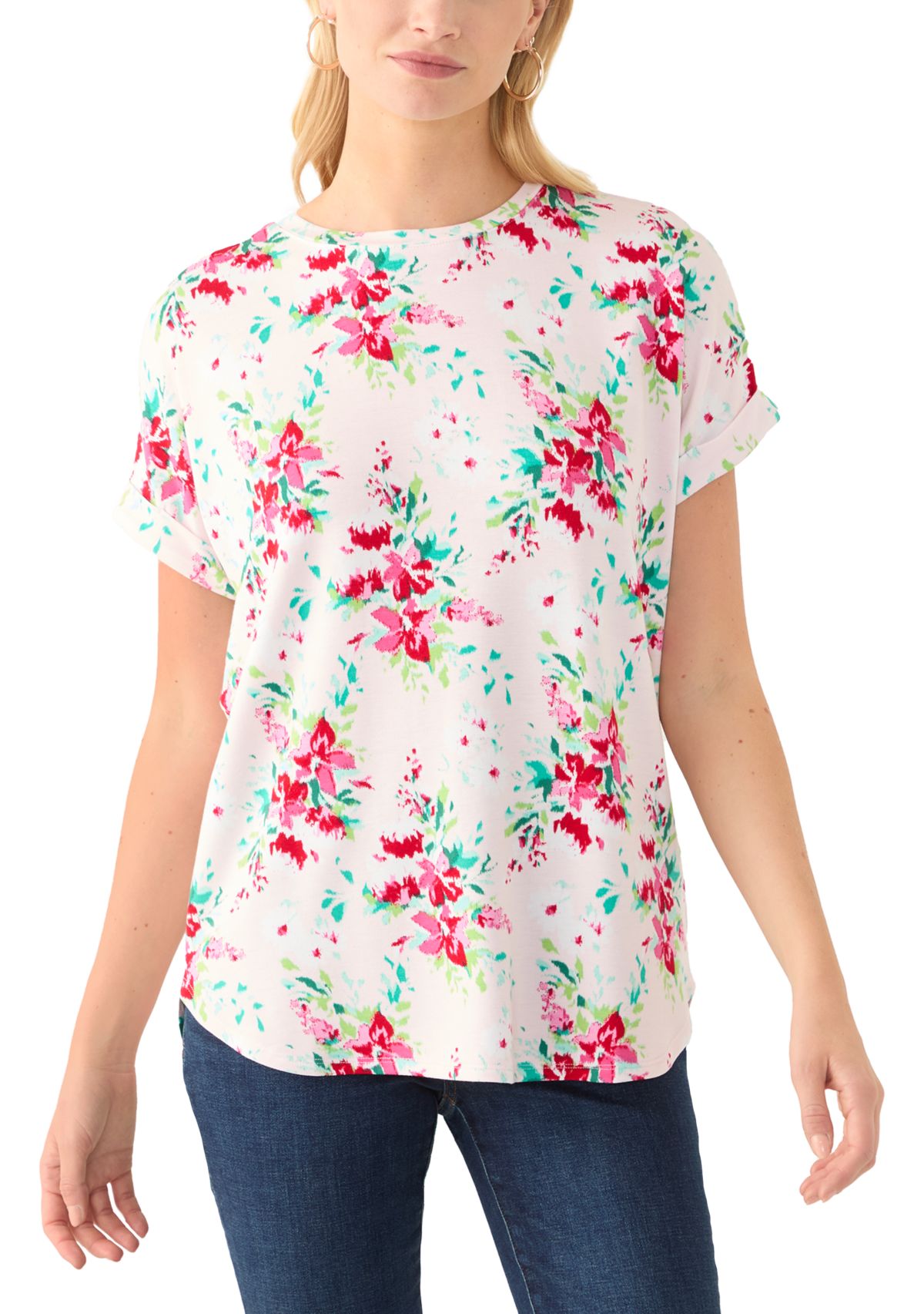 Womens Short Sleeve Printed Baby Terry T-Shirt