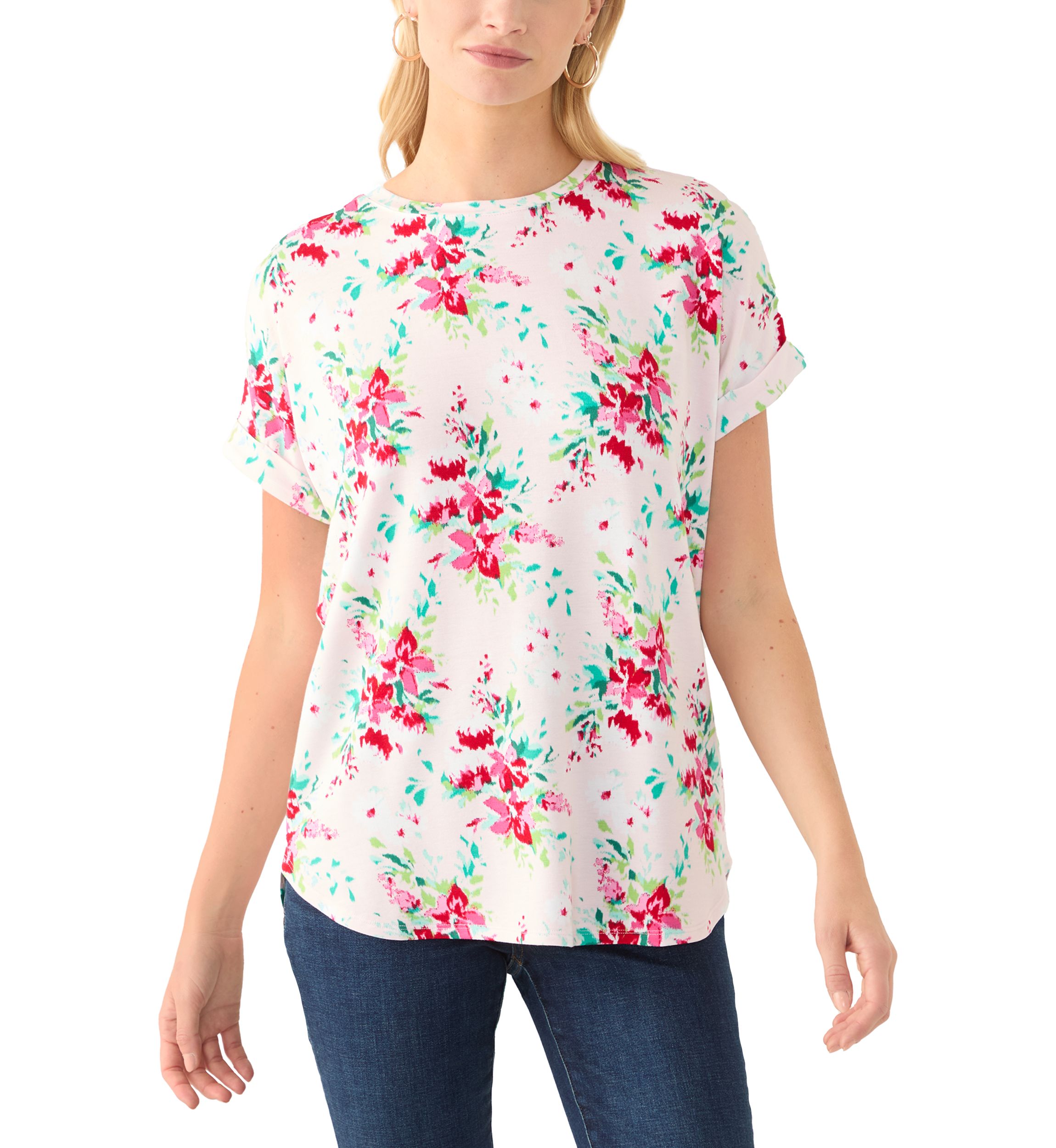 Womens Short Sleeve Printed Baby Terry T-Shirt