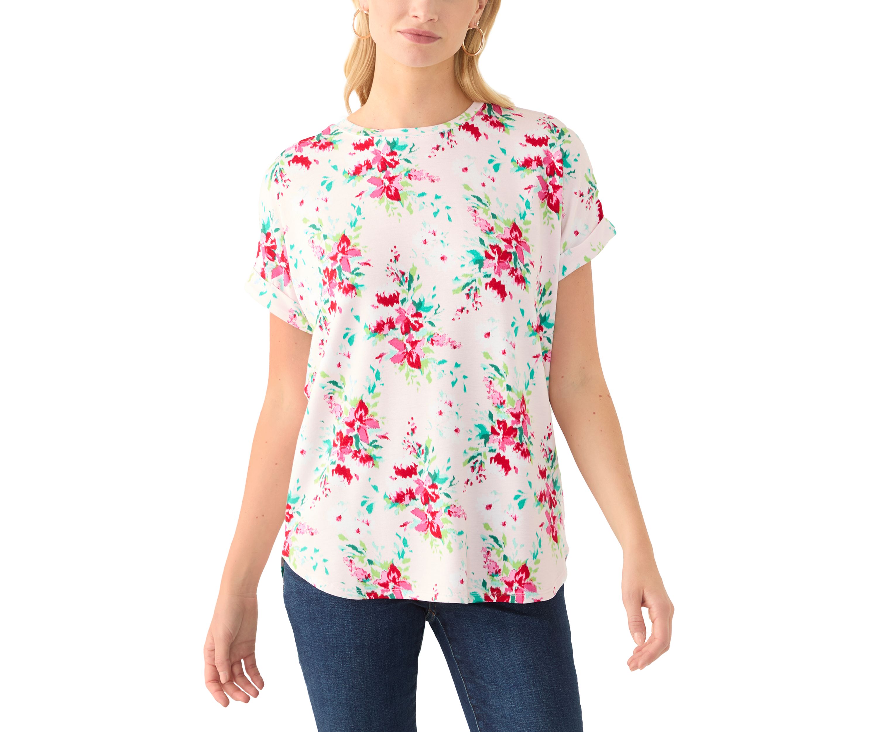 Womens Short Sleeve Printed Baby Terry T-Shirt