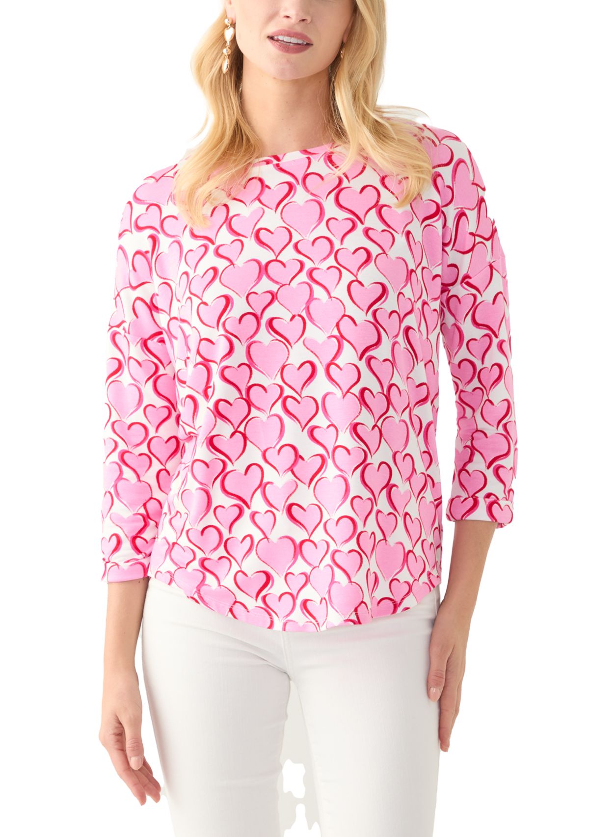 Womens 3/4 Sleeve Printed Top