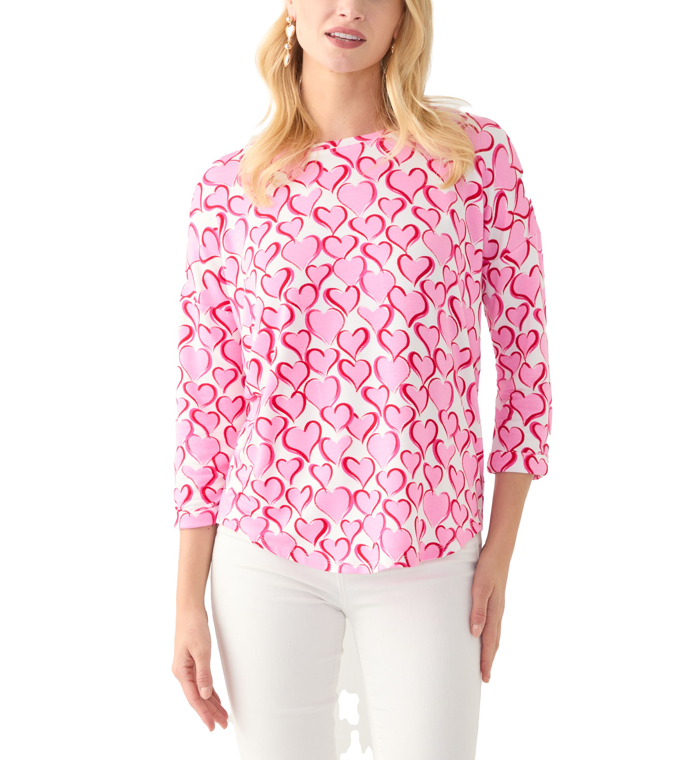 Womens 3/4 Sleeve Printed Top