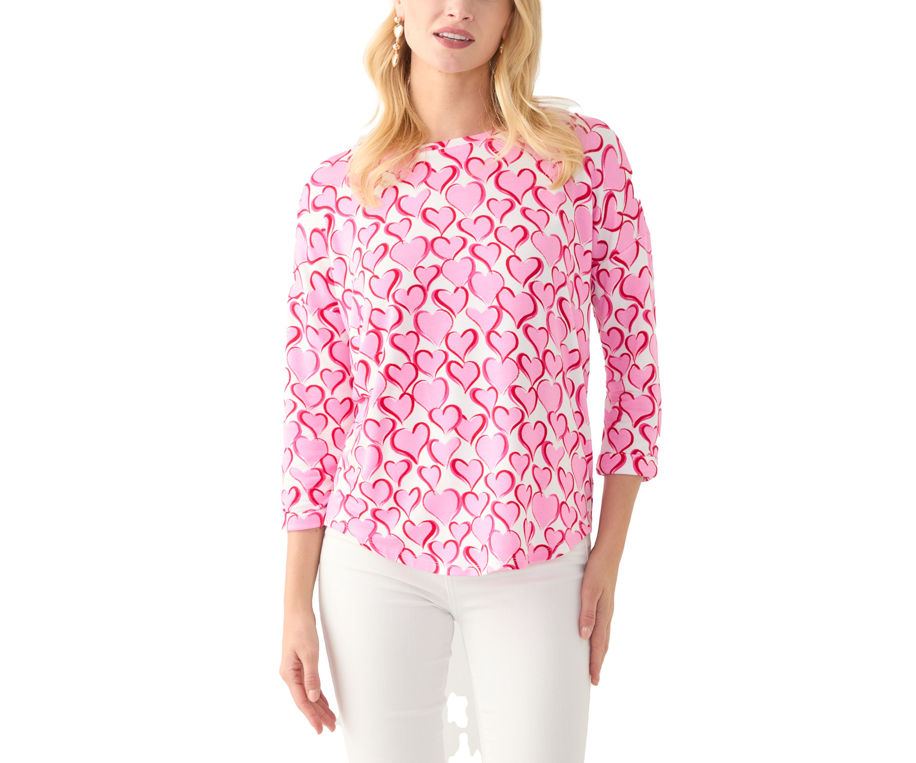 Womens 3/4 Sleeve Printed Top
