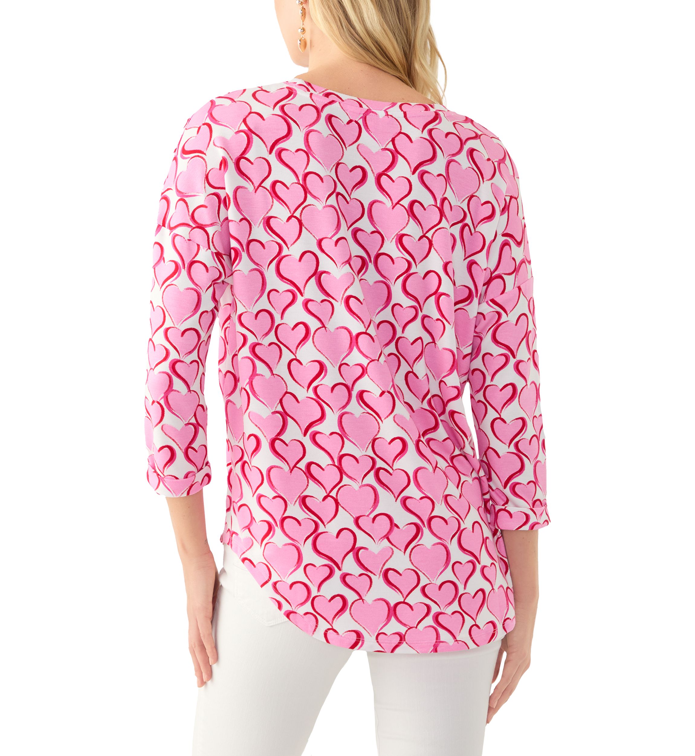 Womens 3/4 Sleeve Printed Top