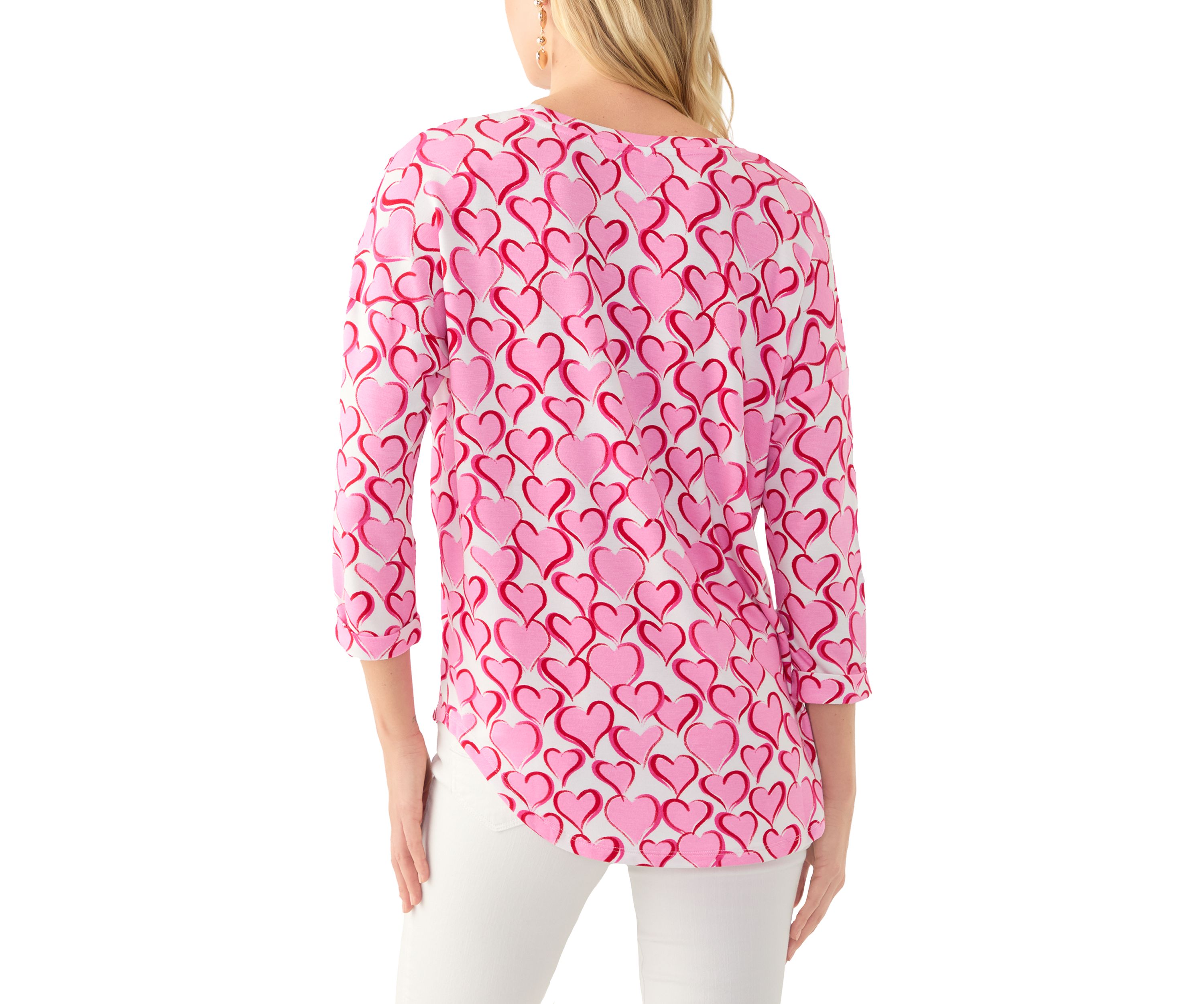 Womens 3/4 Sleeve Printed Top