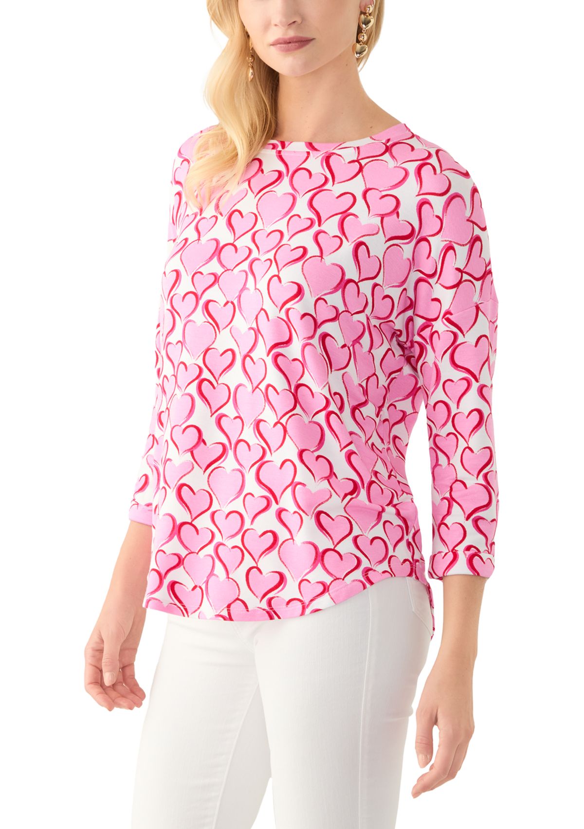 Womens 3/4 Sleeve Printed Top