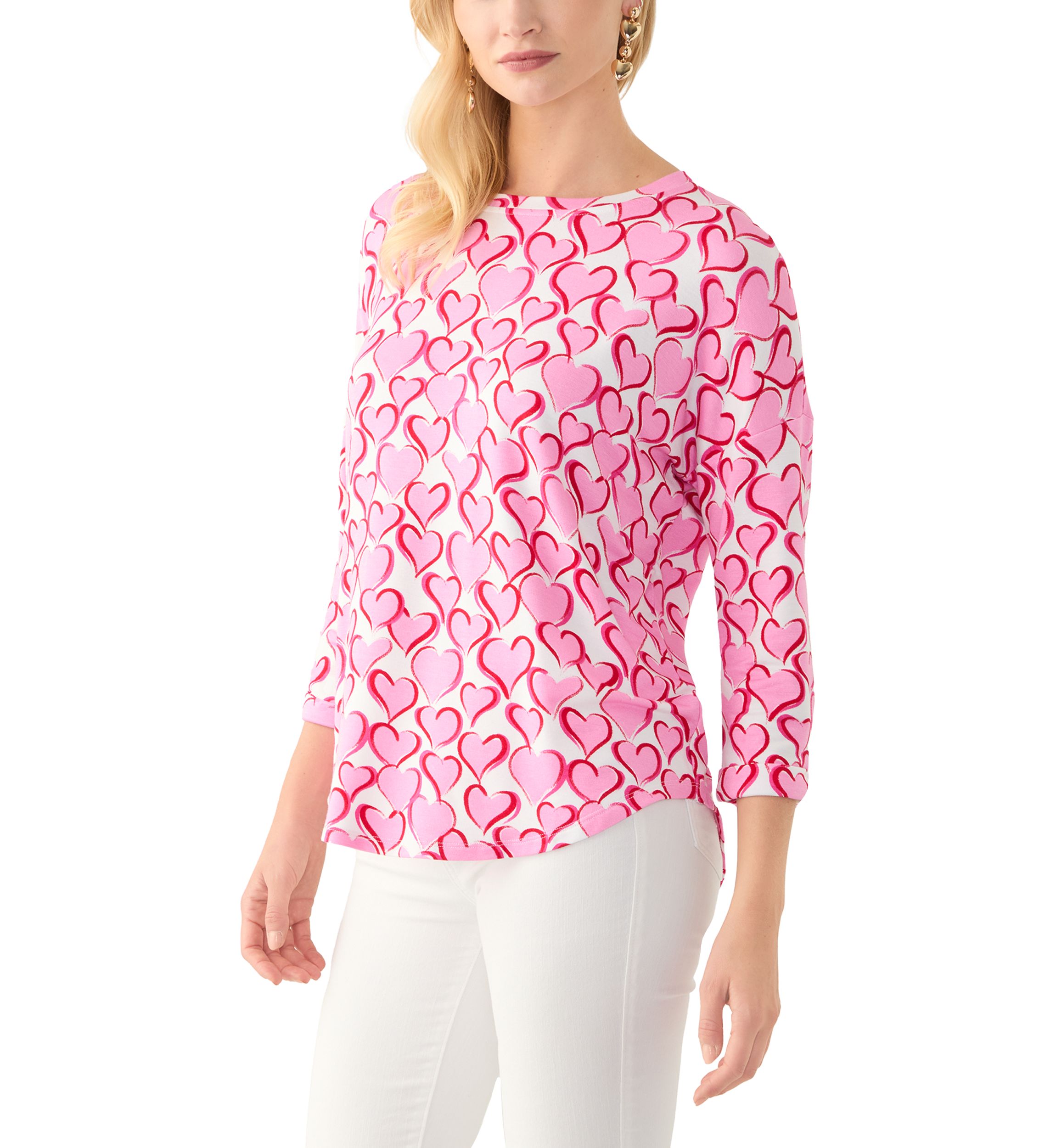 Womens 3/4 Sleeve Printed Top