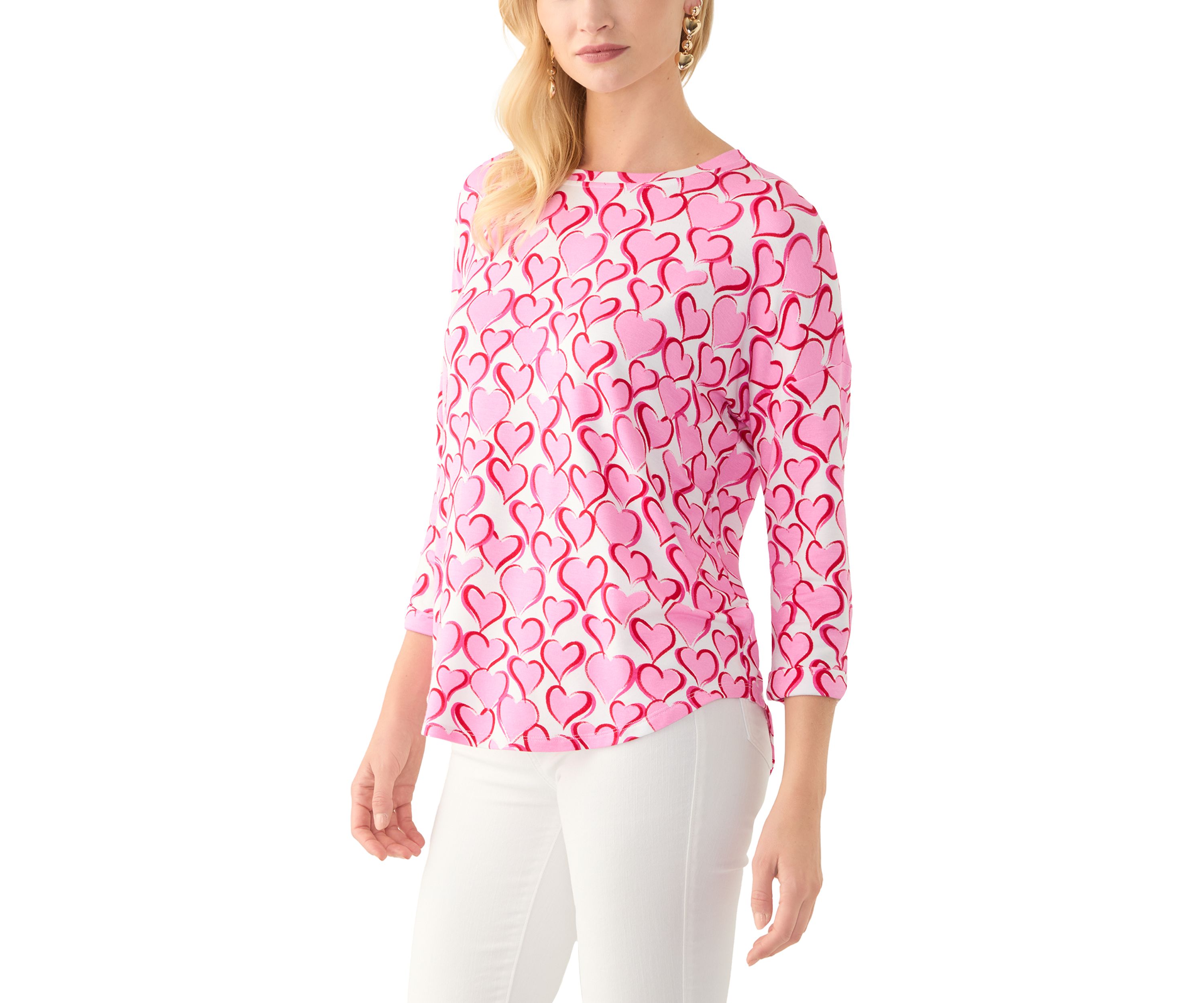 Womens 3/4 Sleeve Printed Top
