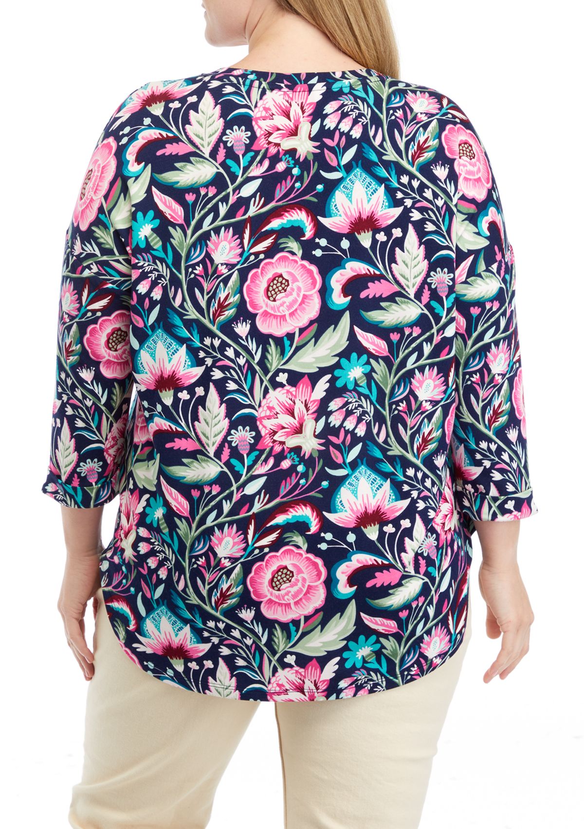 Plus Size Long Sleeve Printed Top 