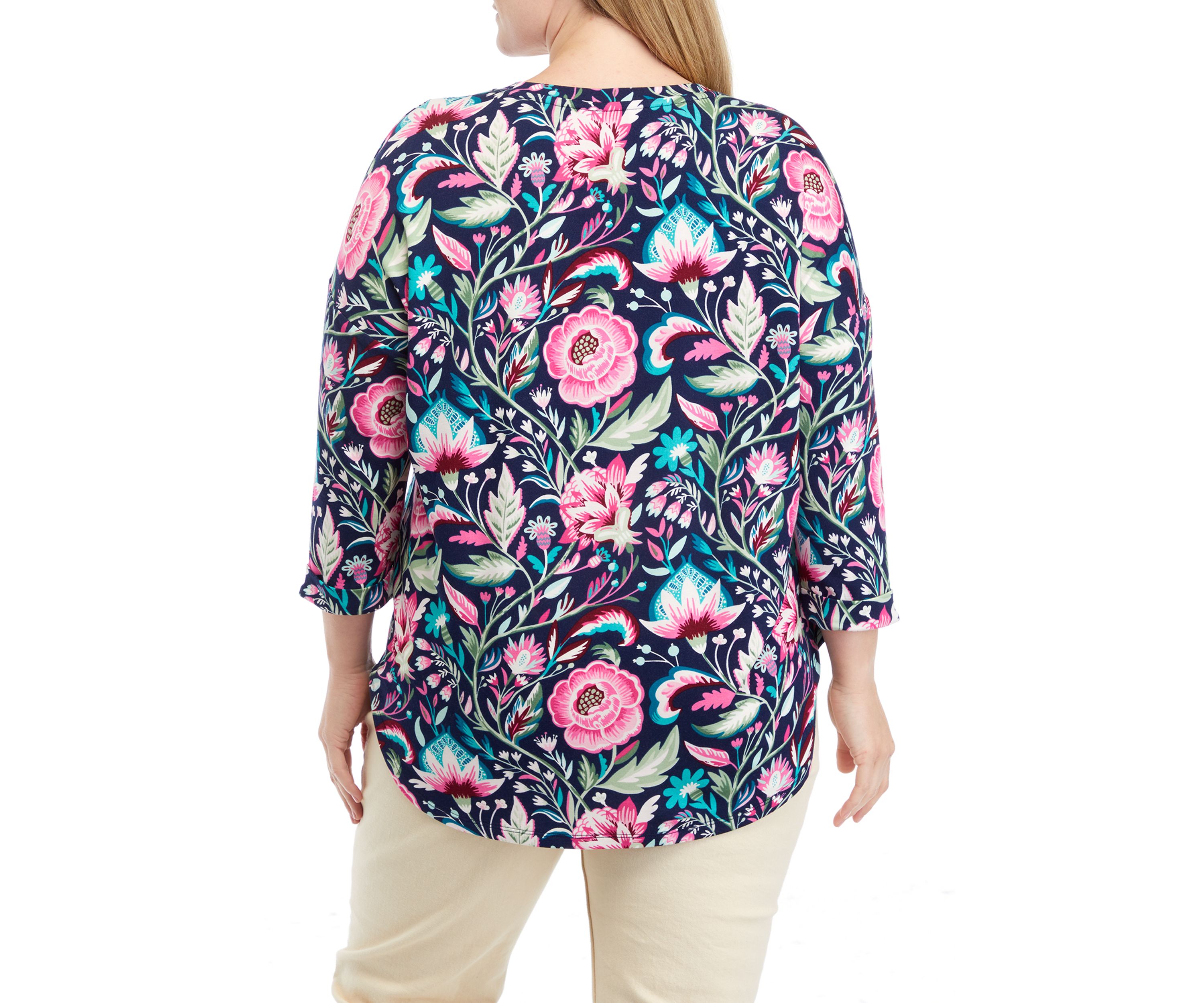 Plus Size Long Sleeve Printed Top 