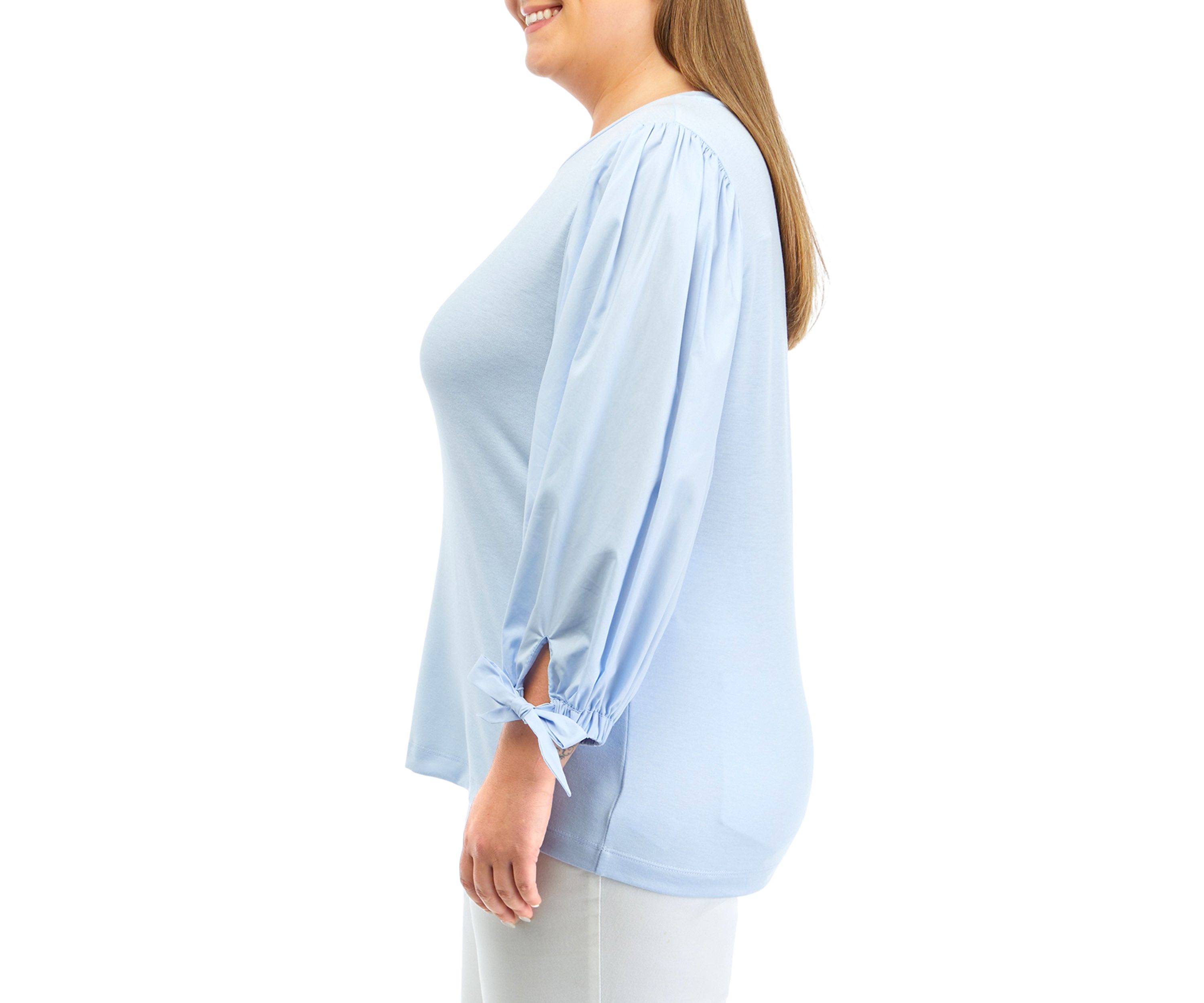 Plus Size Woven Sleeve T-Shirt