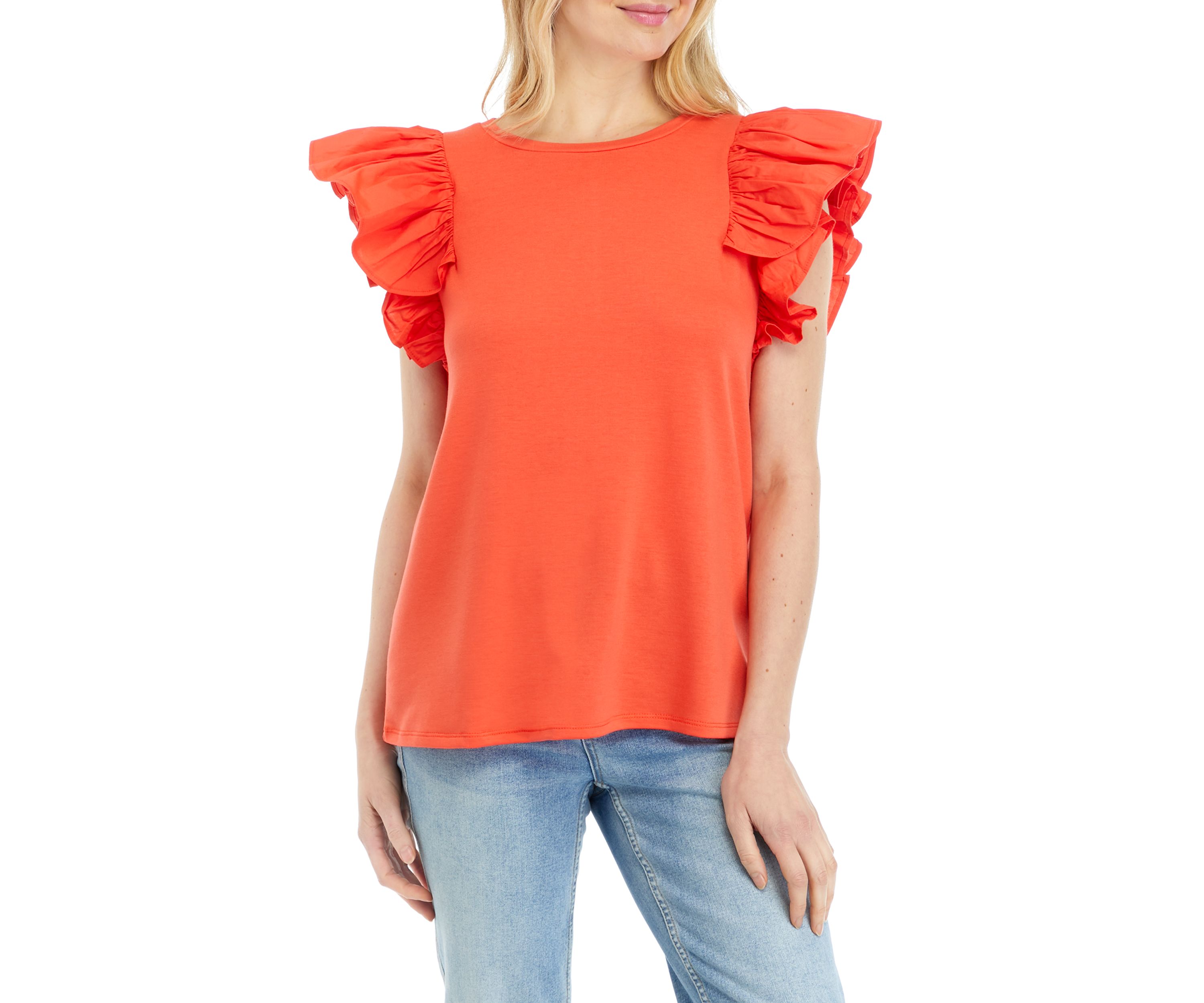 Womens Poplin Solid Baby Terry Blouse