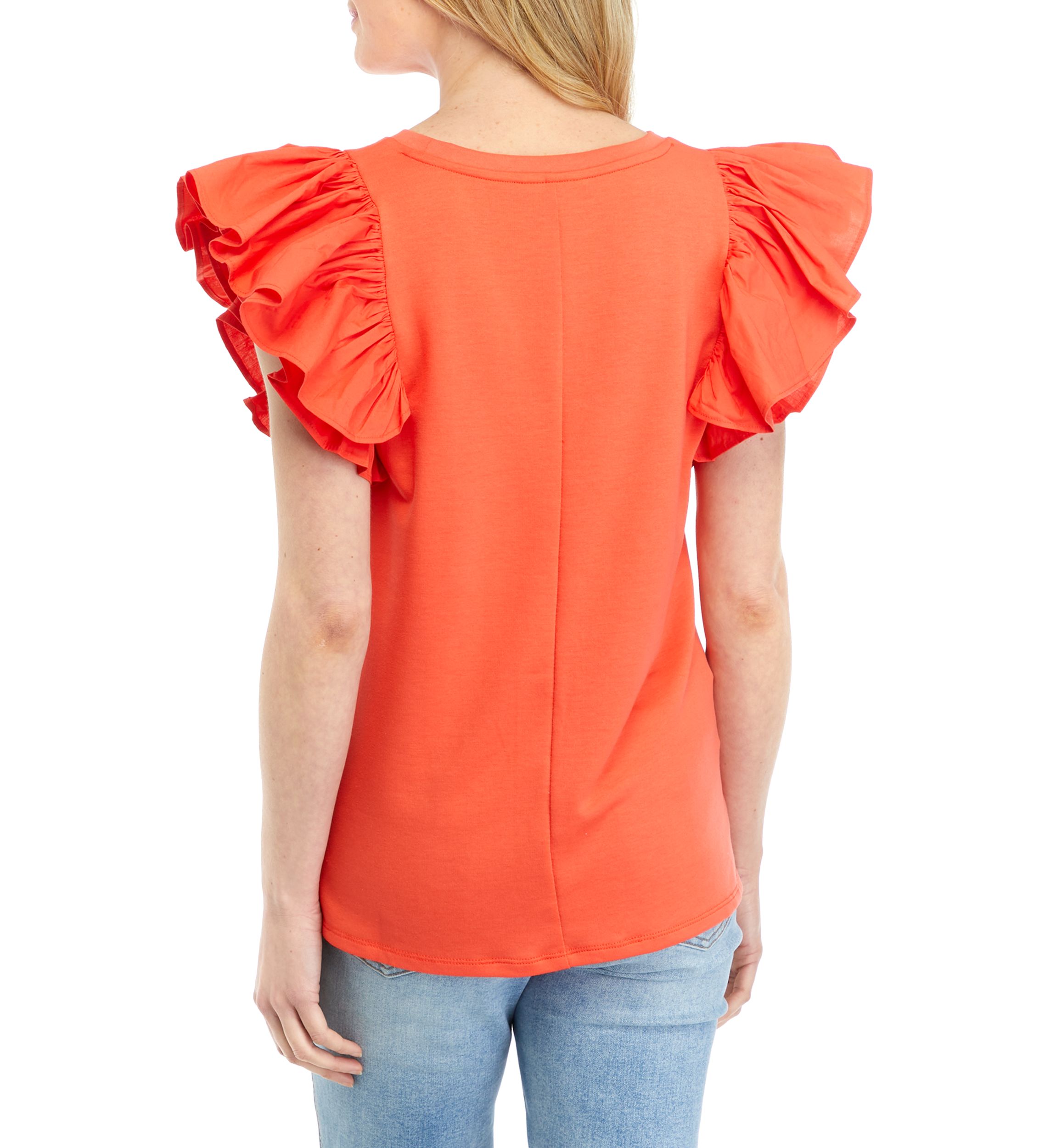Womens Poplin Solid Baby Terry Blouse