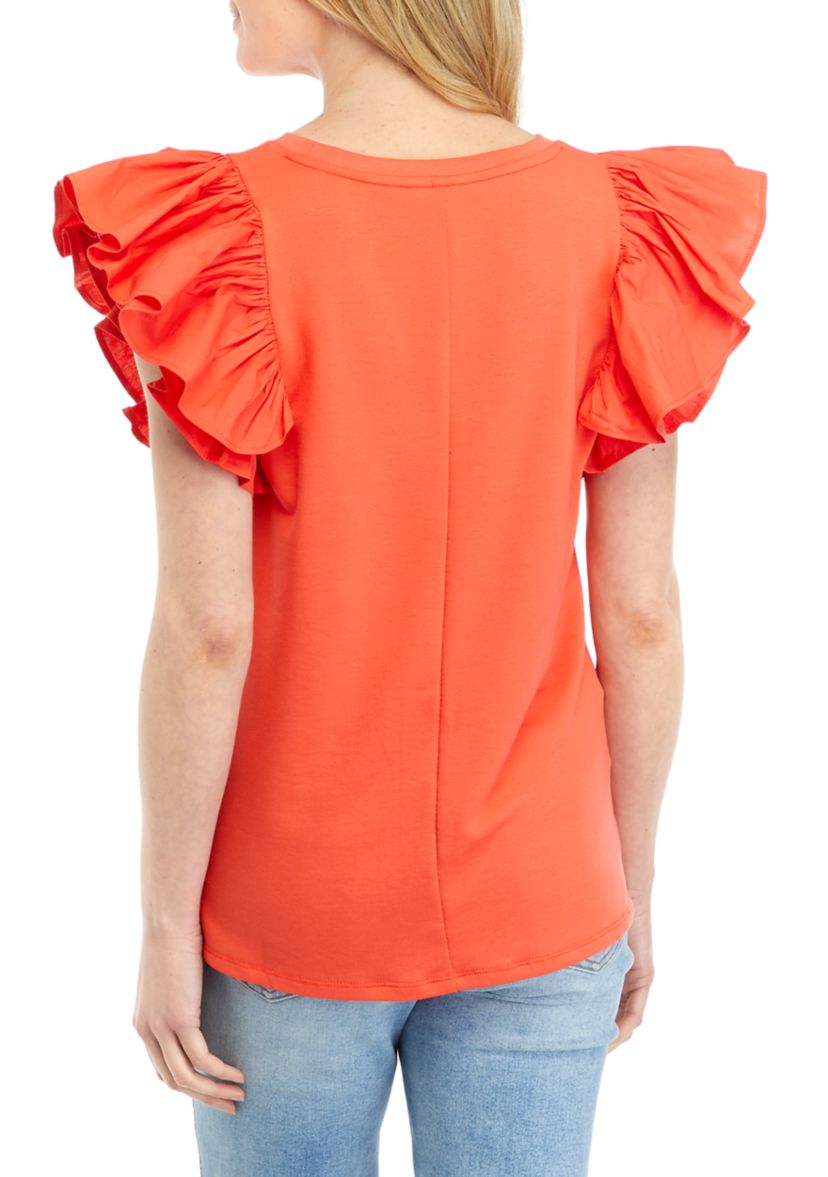 Womens Poplin Solid Baby Terry Blouse