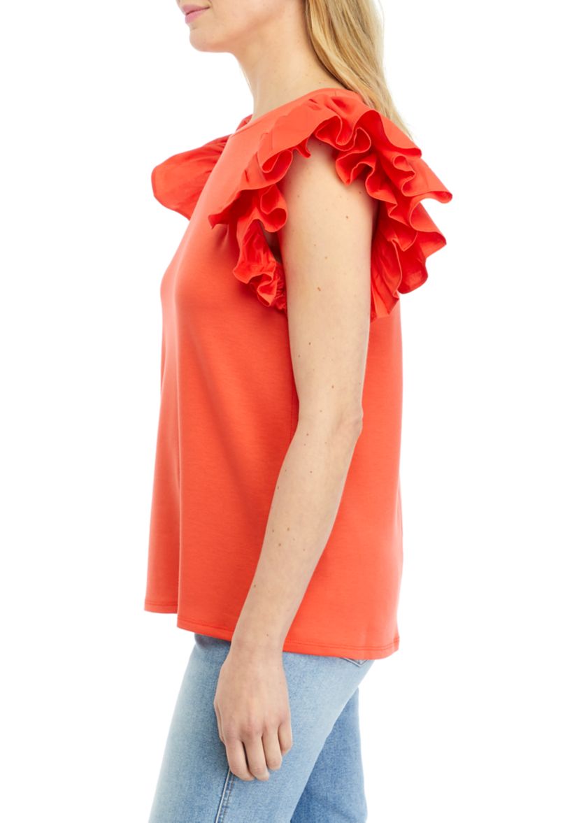 Womens Poplin Solid Baby Terry Blouse