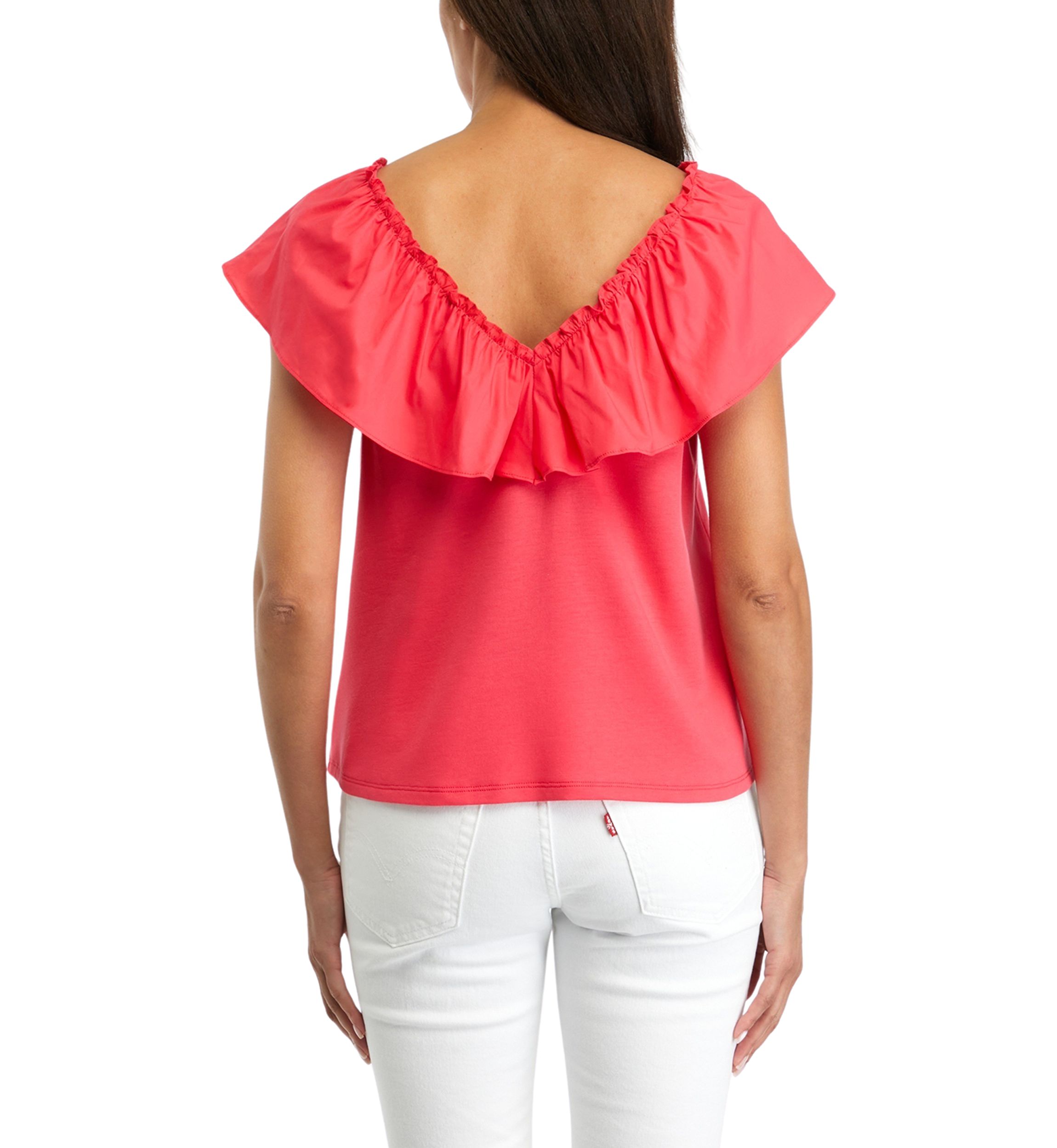 Womens Ruffled V-Neck Top