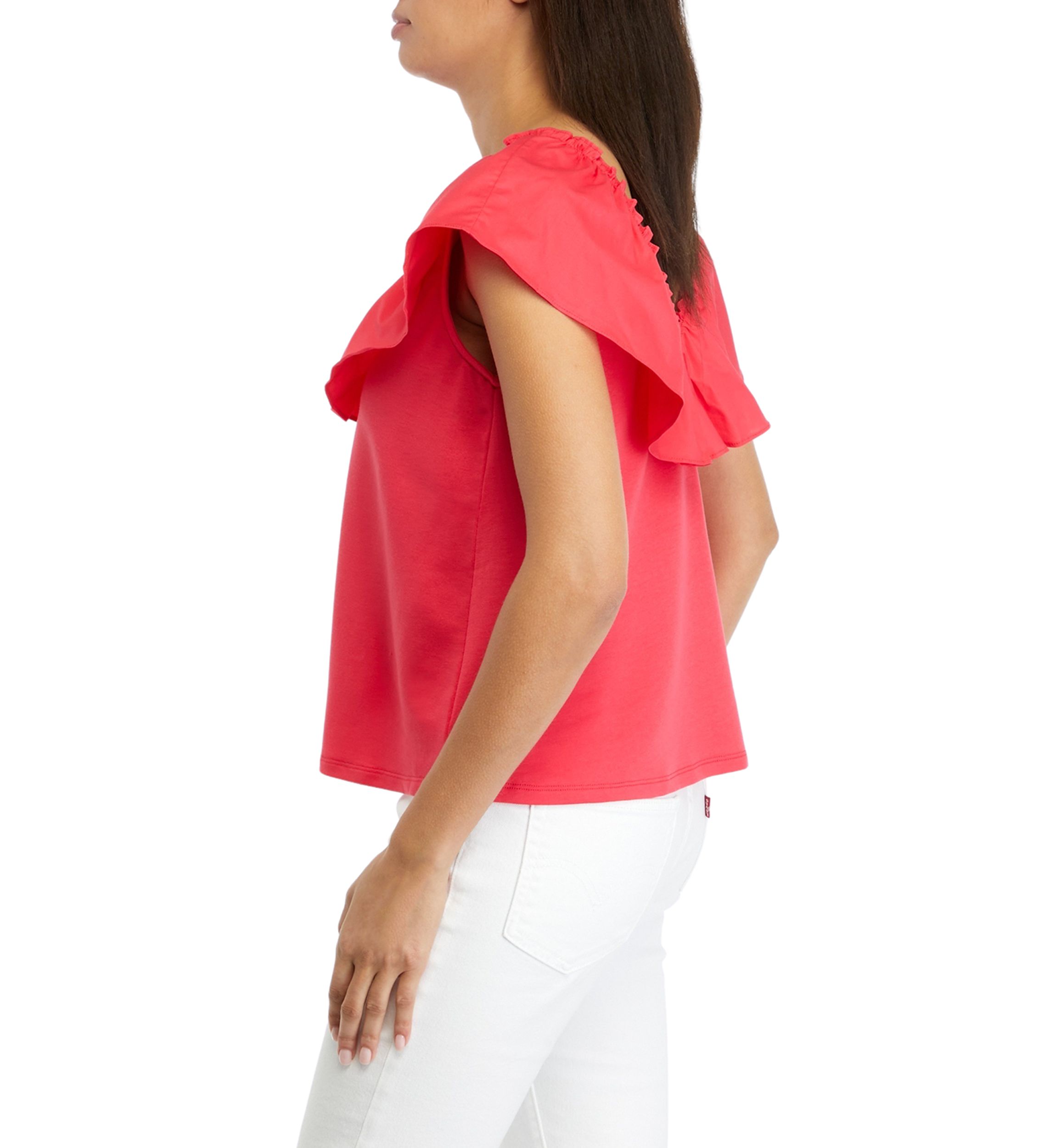 Womens Ruffled V-Neck Top