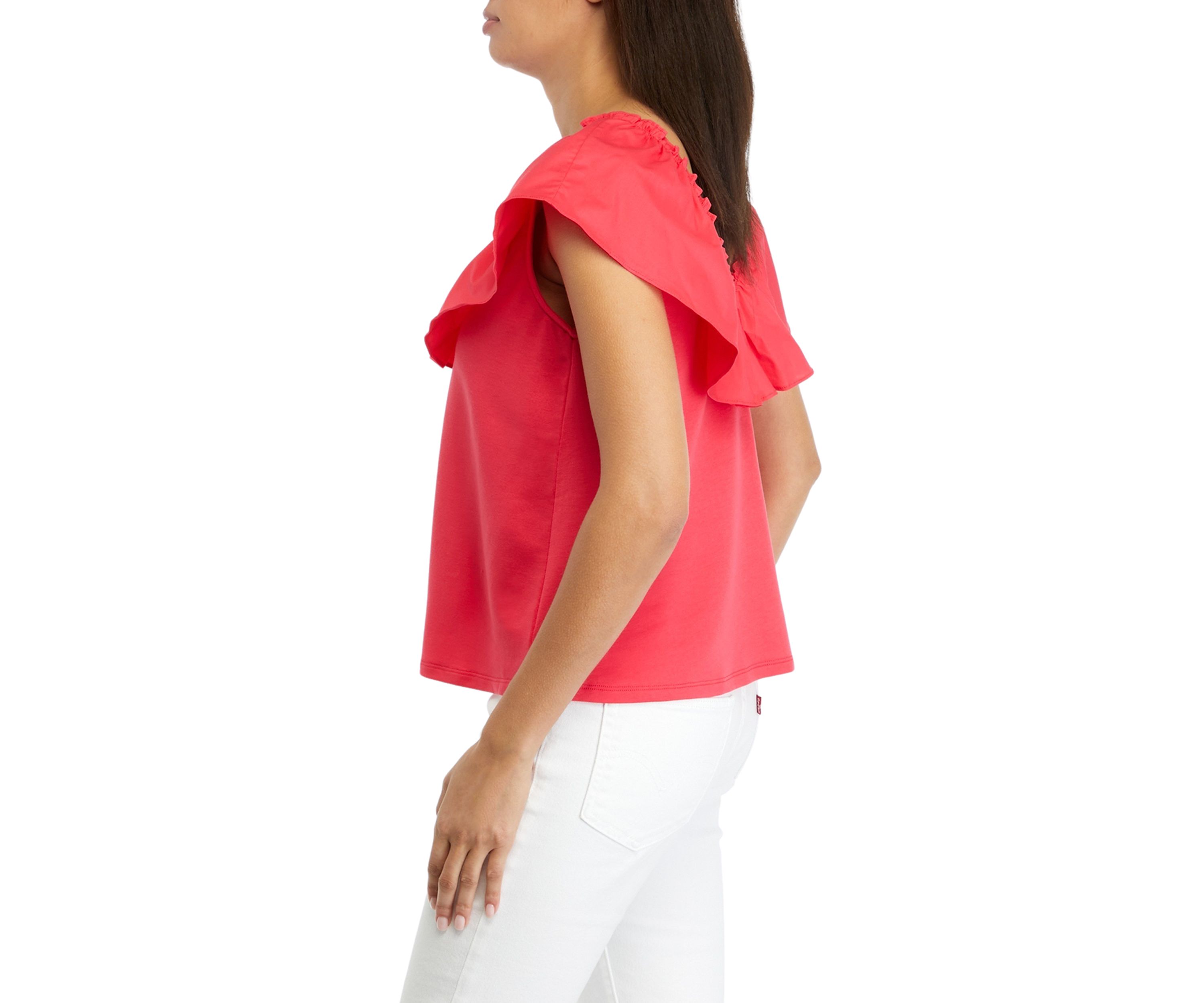 Womens Ruffled V-Neck Top