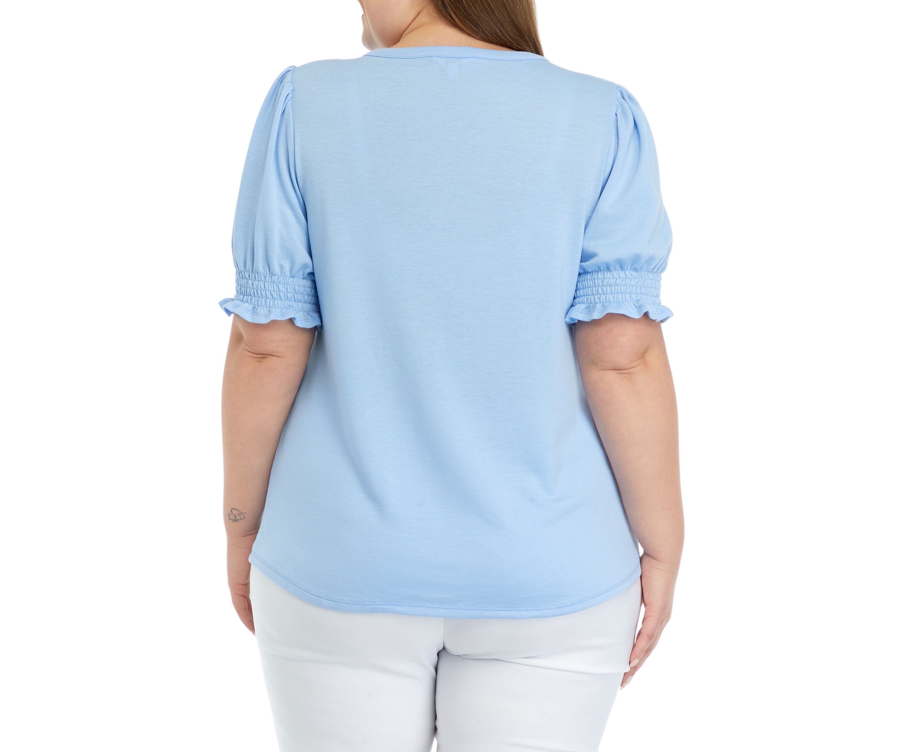 Plus Size Tassel Tie Peasant Top