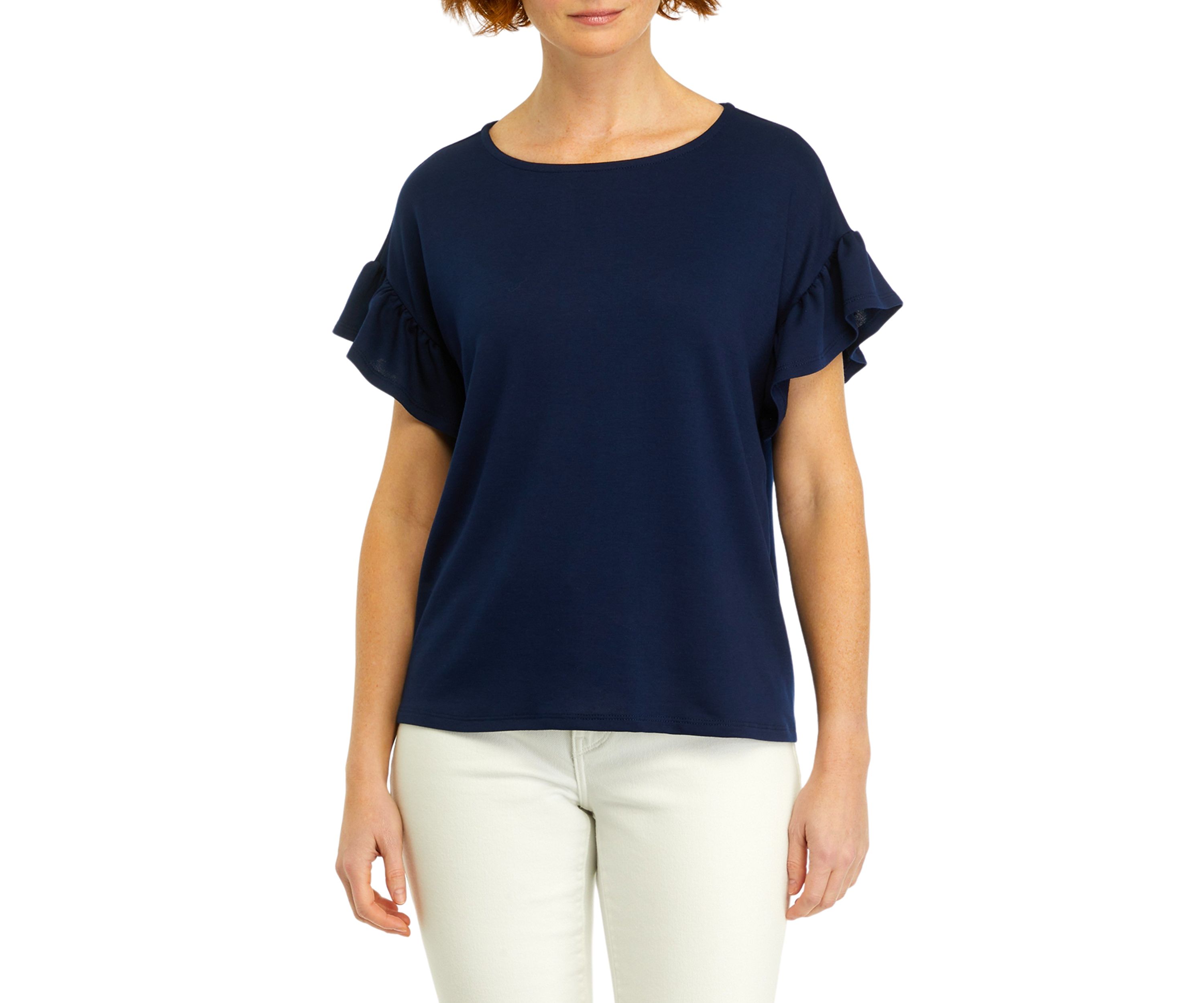 Womens Ruffle Sleeve Knit Blouse