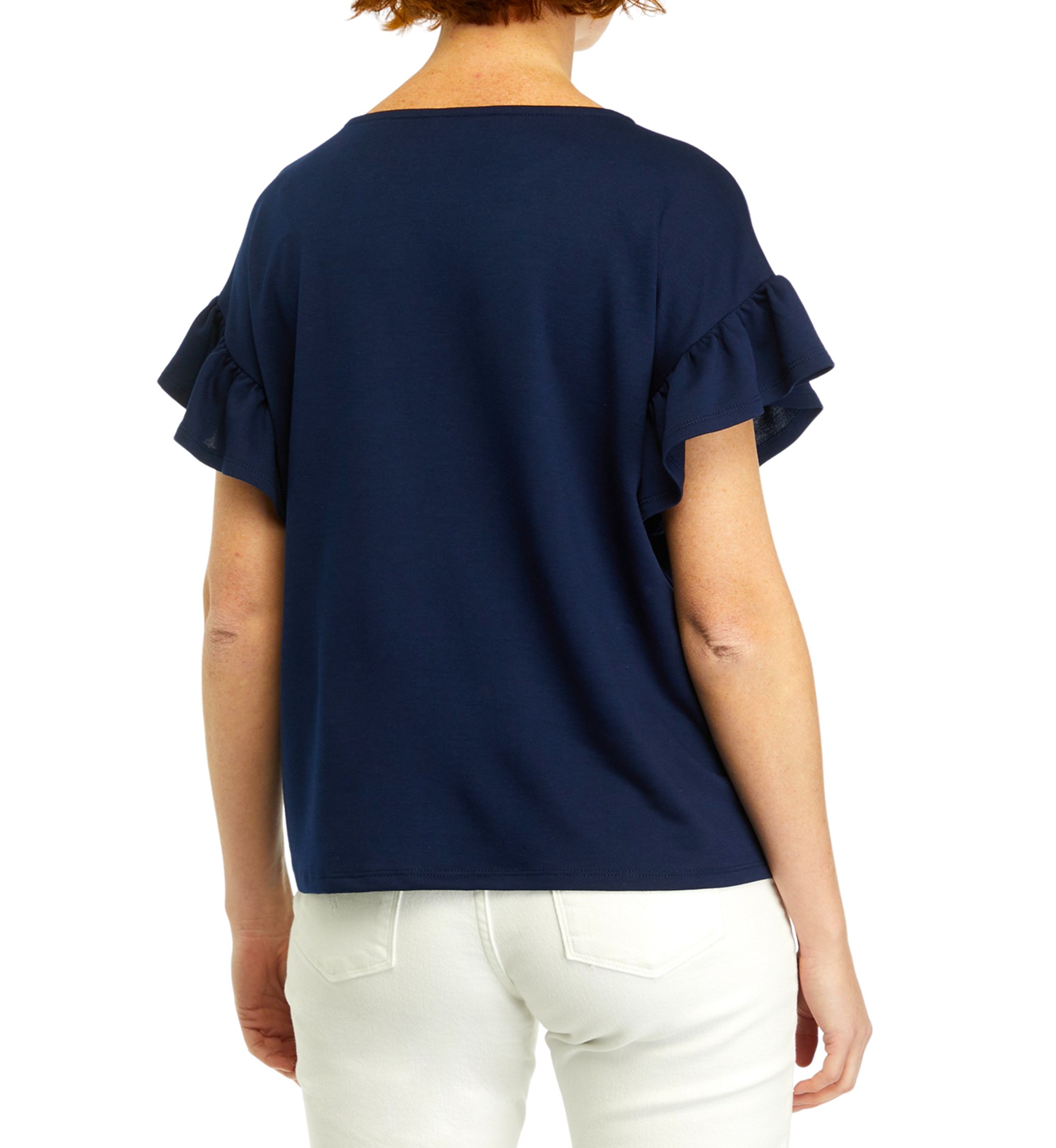 Womens Ruffle Sleeve Knit Blouse
