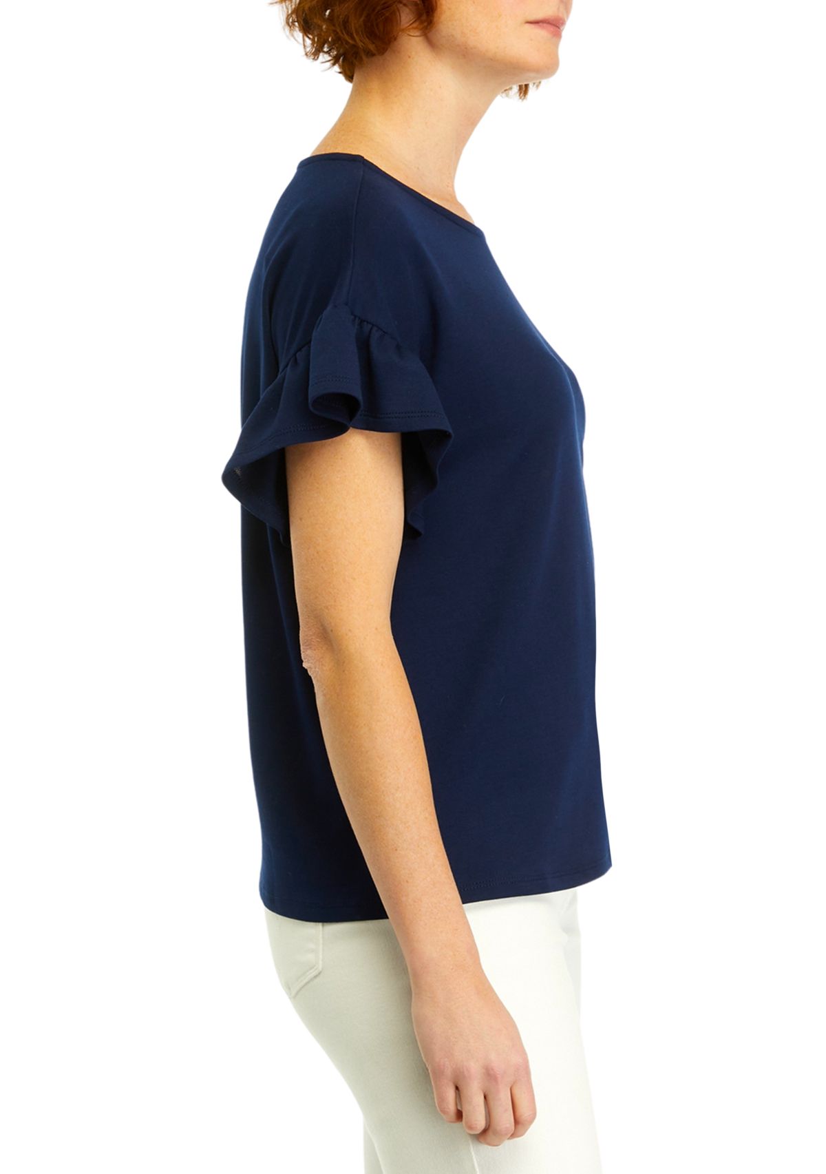 Womens Ruffle Sleeve Knit Blouse