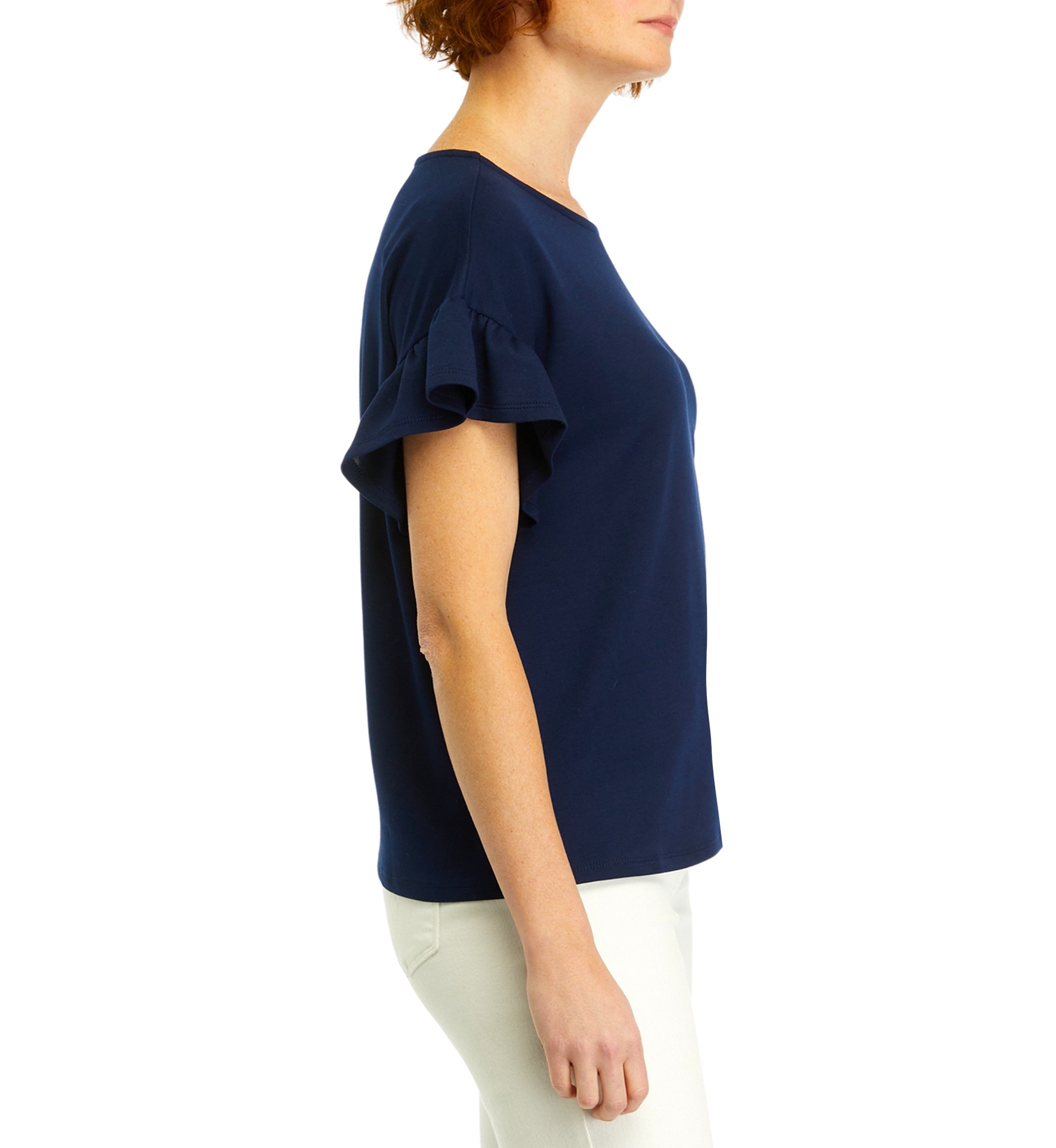 Womens Ruffle Sleeve Knit Blouse