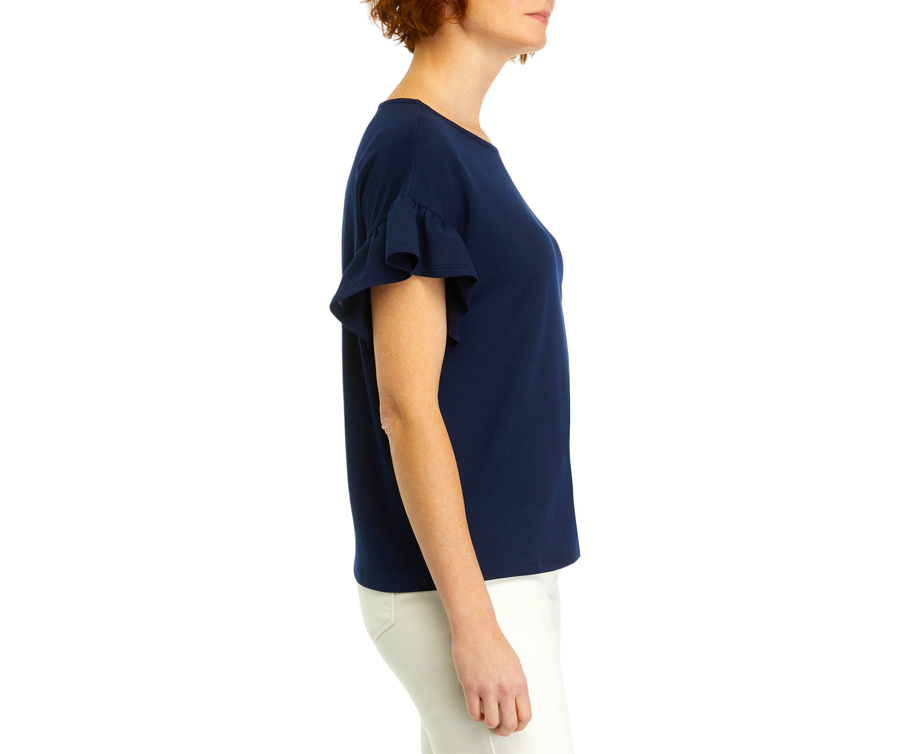 Womens Ruffle Sleeve Knit Blouse