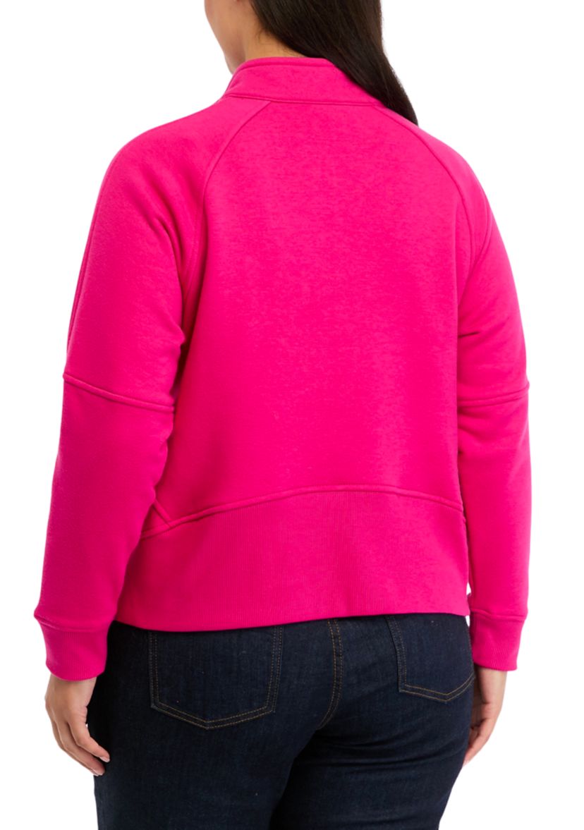 Plus Size Half Zip Top with Kangaroo Pocket 