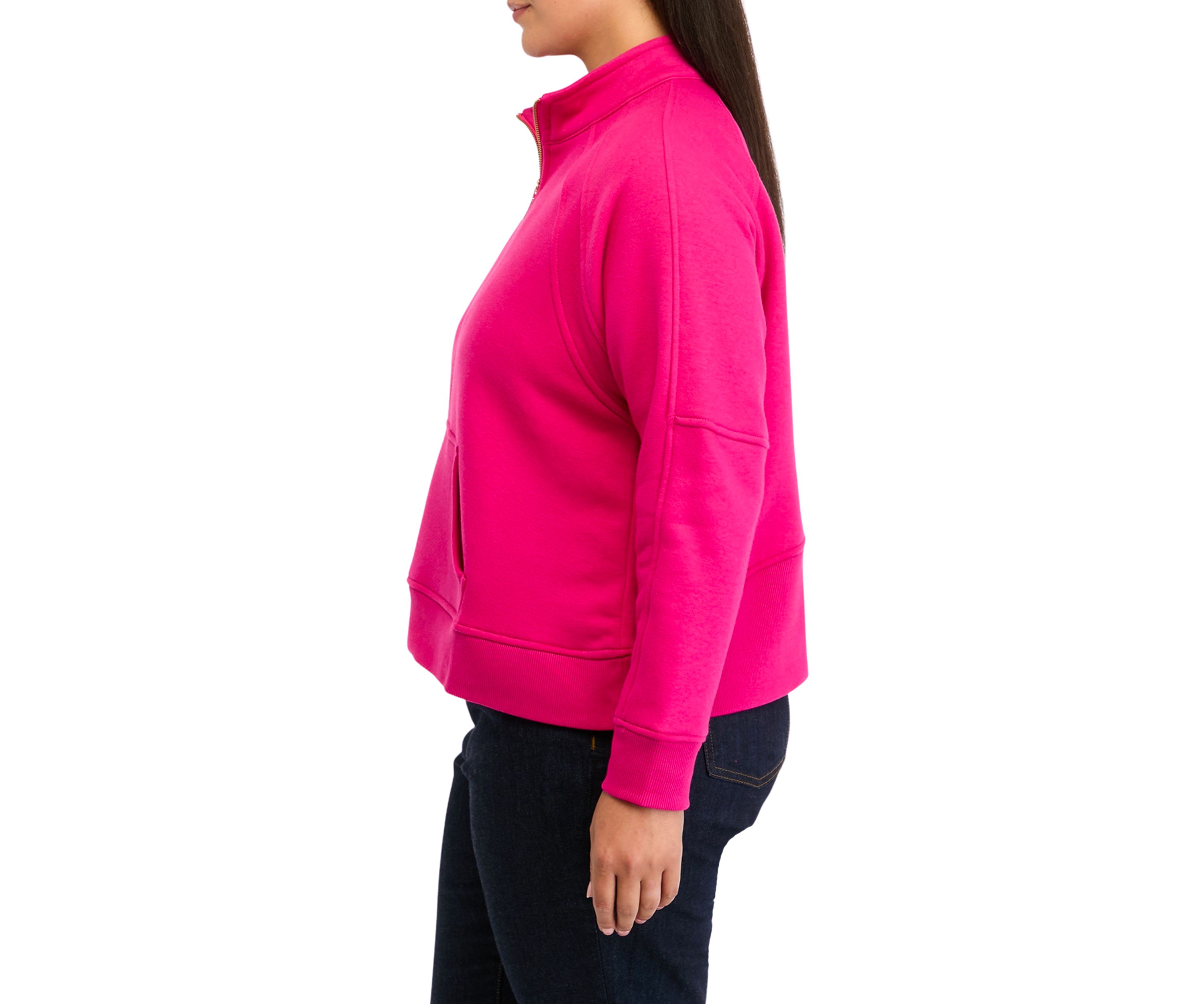 Plus Size Half Zip Top with Kangaroo Pocket 