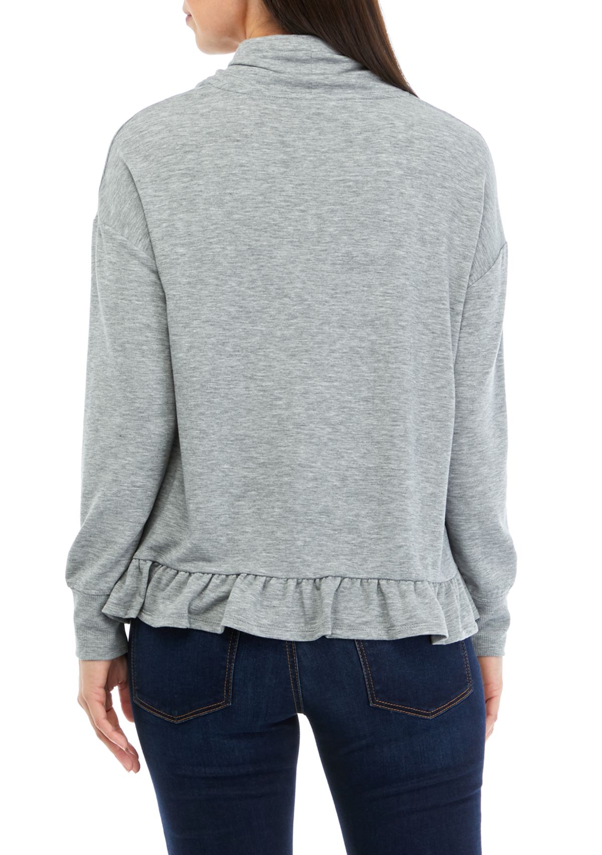 Womens Long Sleeve Cowl Neck Peplum Top