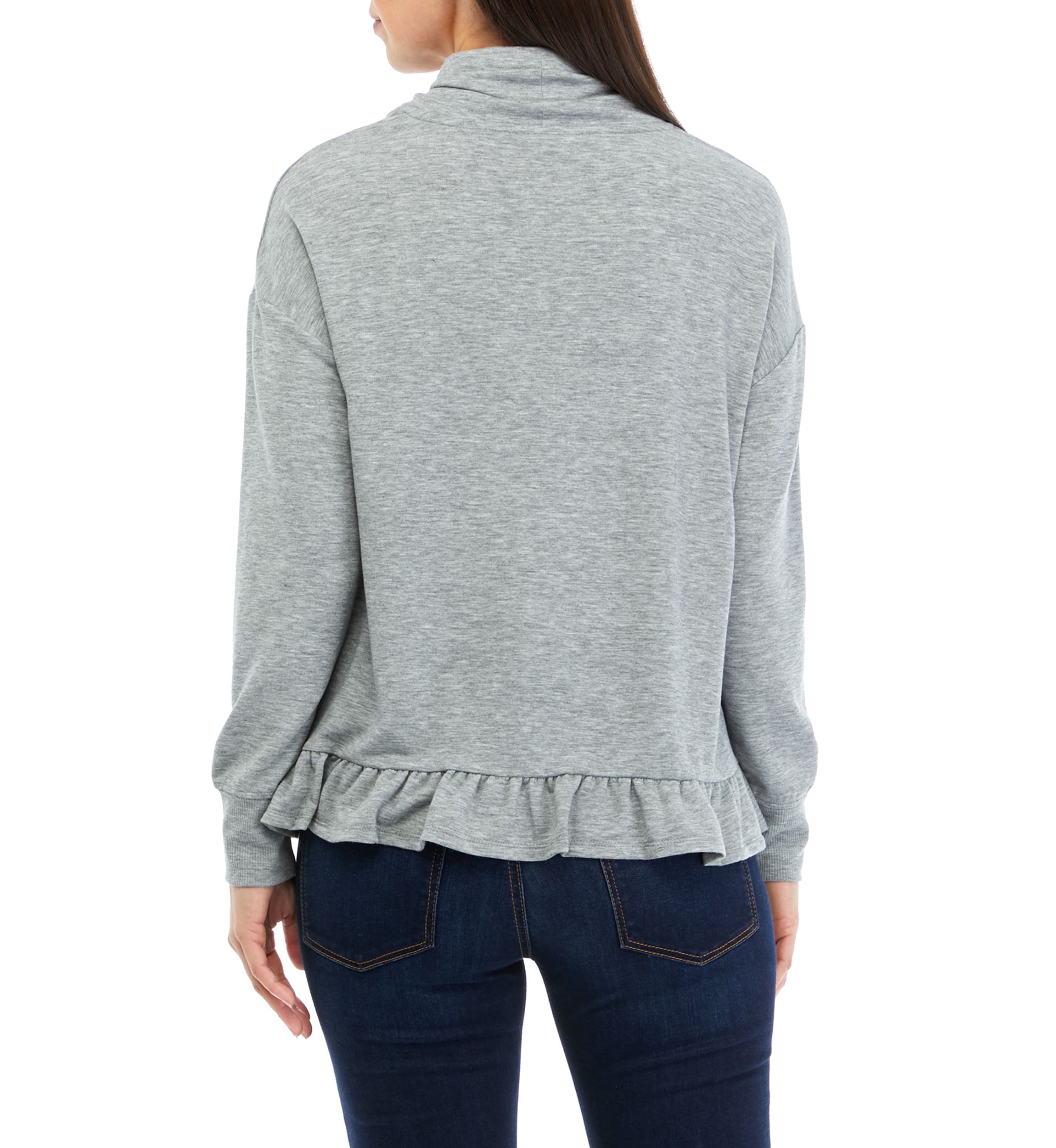 Womens Long Sleeve Cowl Neck Peplum Top