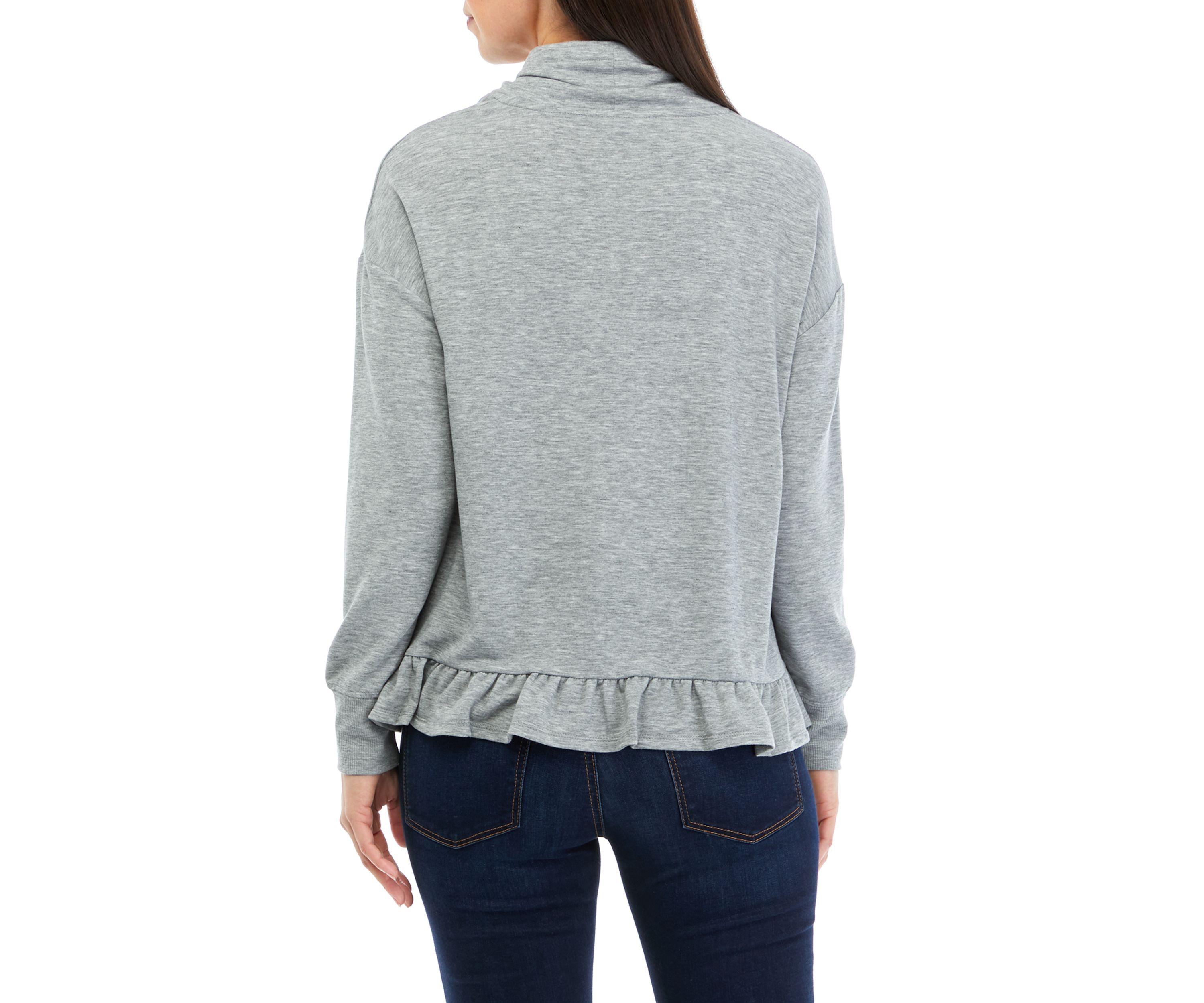 Womens Long Sleeve Cowl Neck Peplum Top