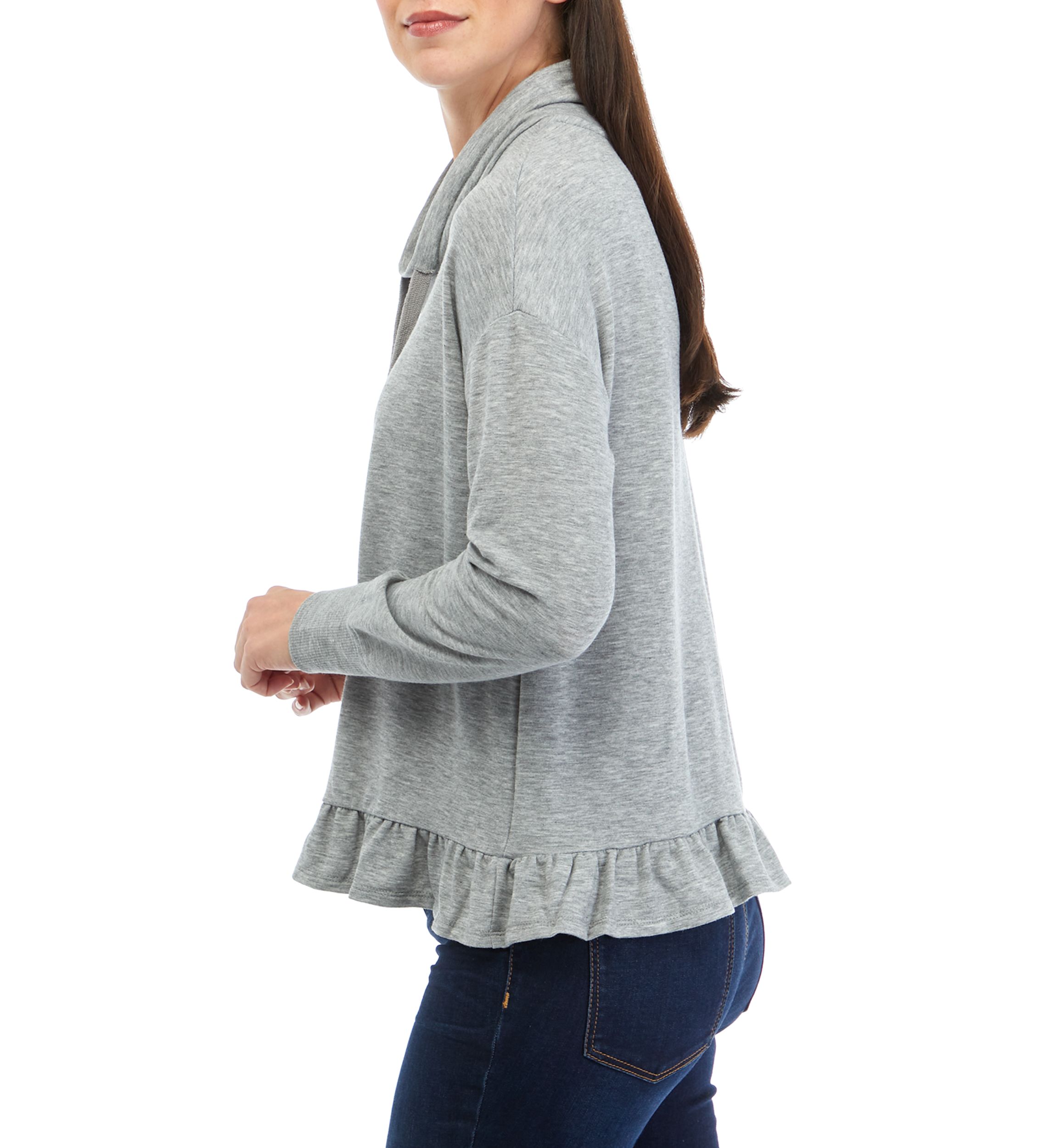 Womens Long Sleeve Cowl Neck Peplum Top