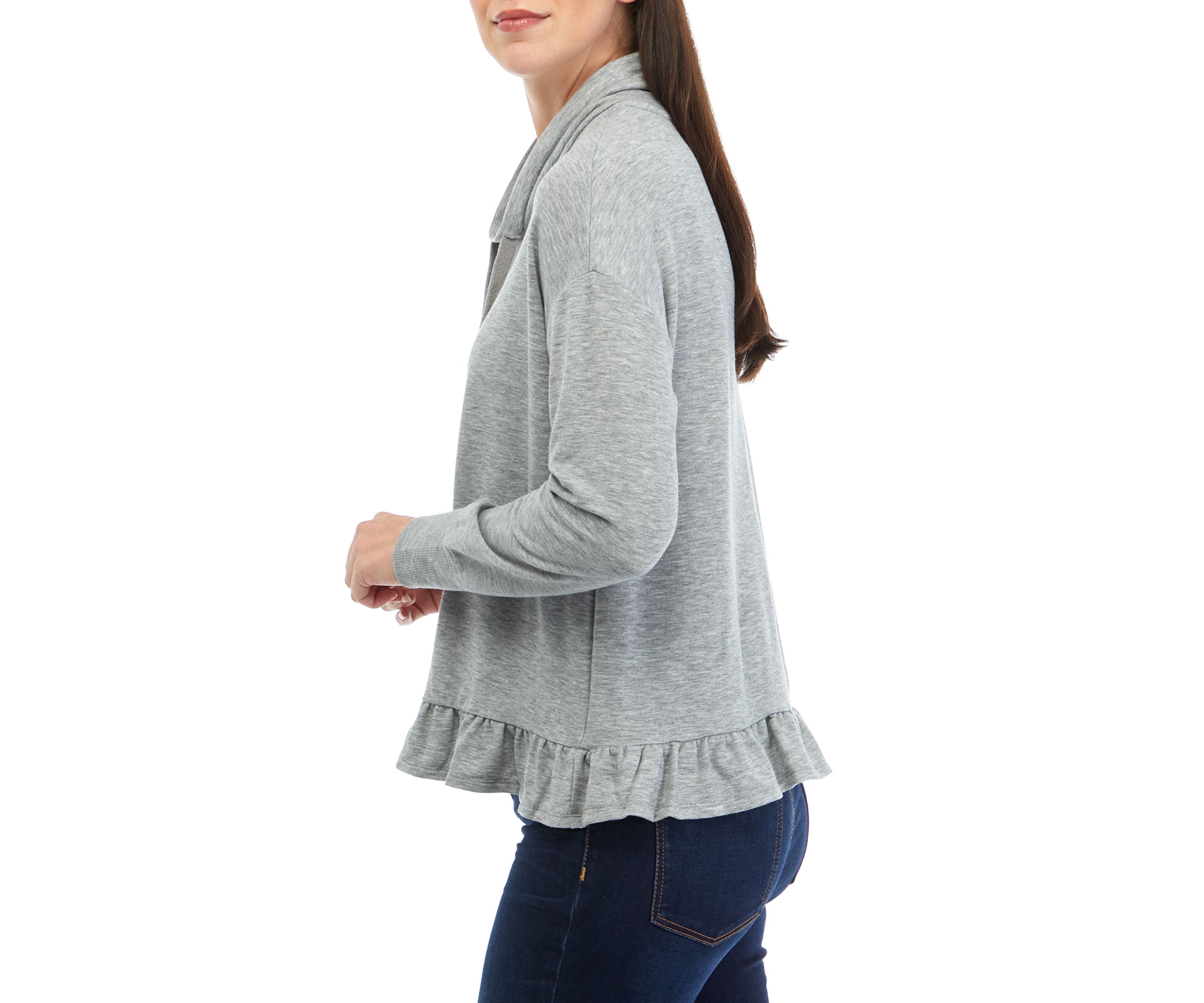 Womens Long Sleeve Cowl Neck Peplum Top